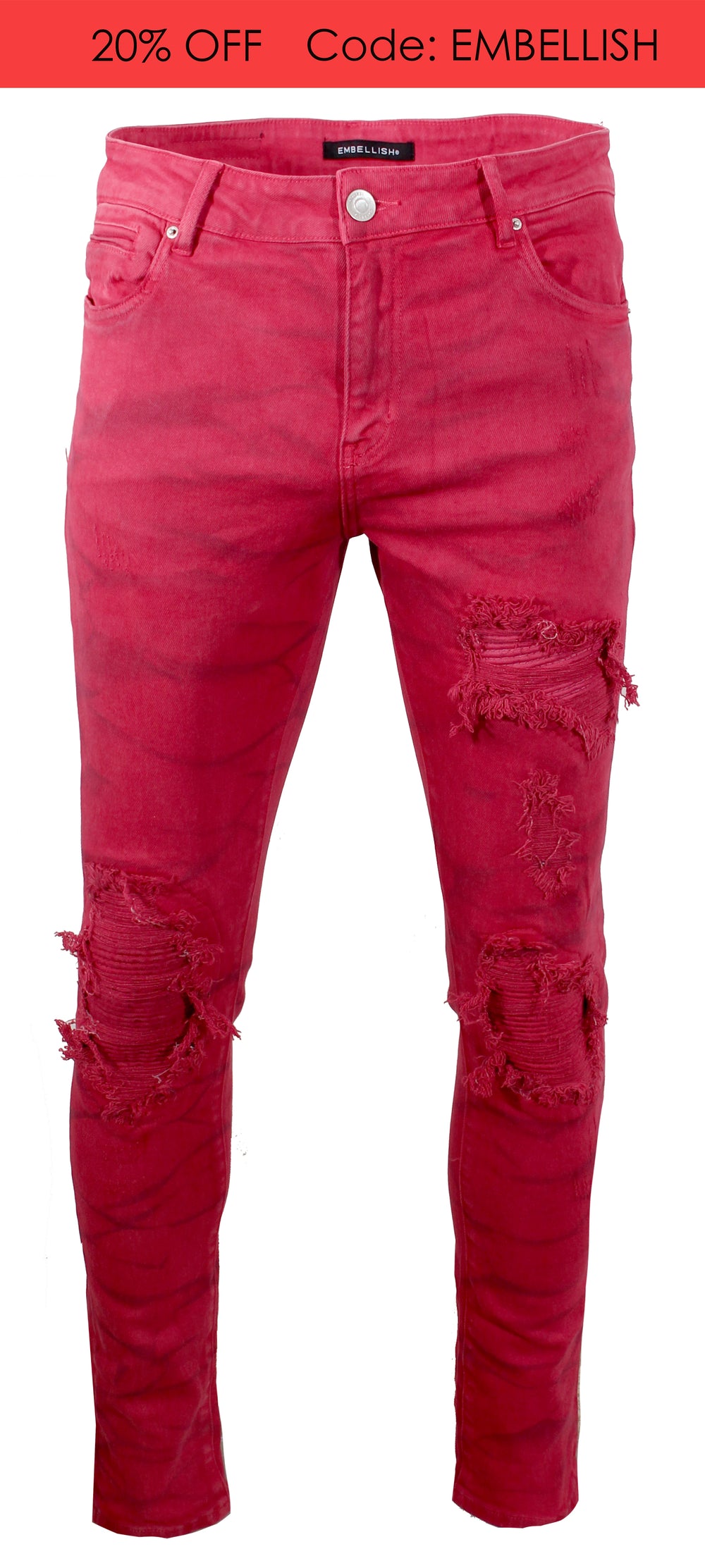 Embellish Amador Rip & Repair Red Denim in red – view 1 of 2