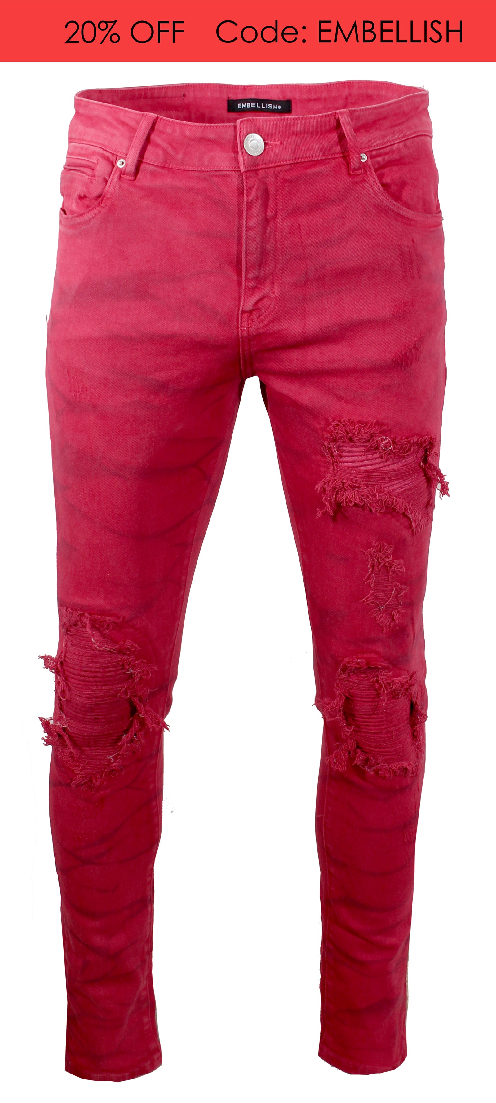 Embellish Amador Rip & Repair Red Denim in red – view 1 of 2