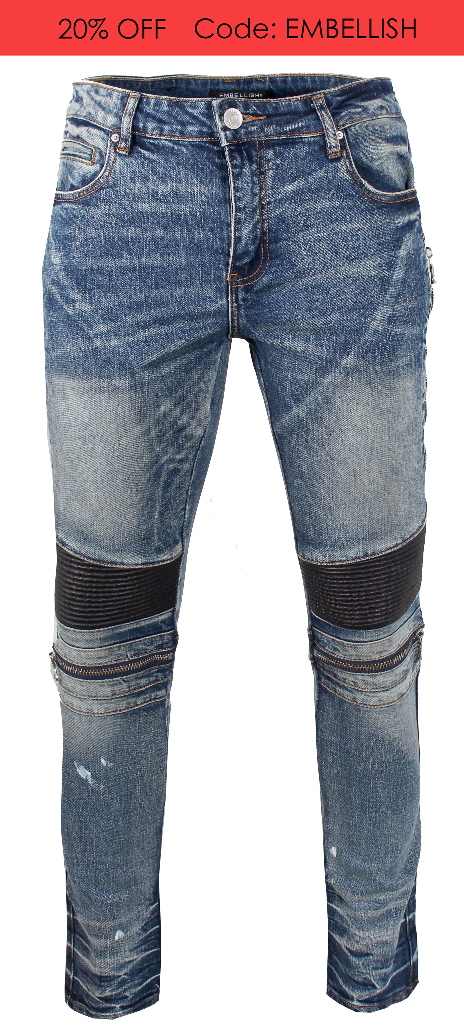 Embellish Sunny Biker Blue Denim in blue wash – view 1 of 3