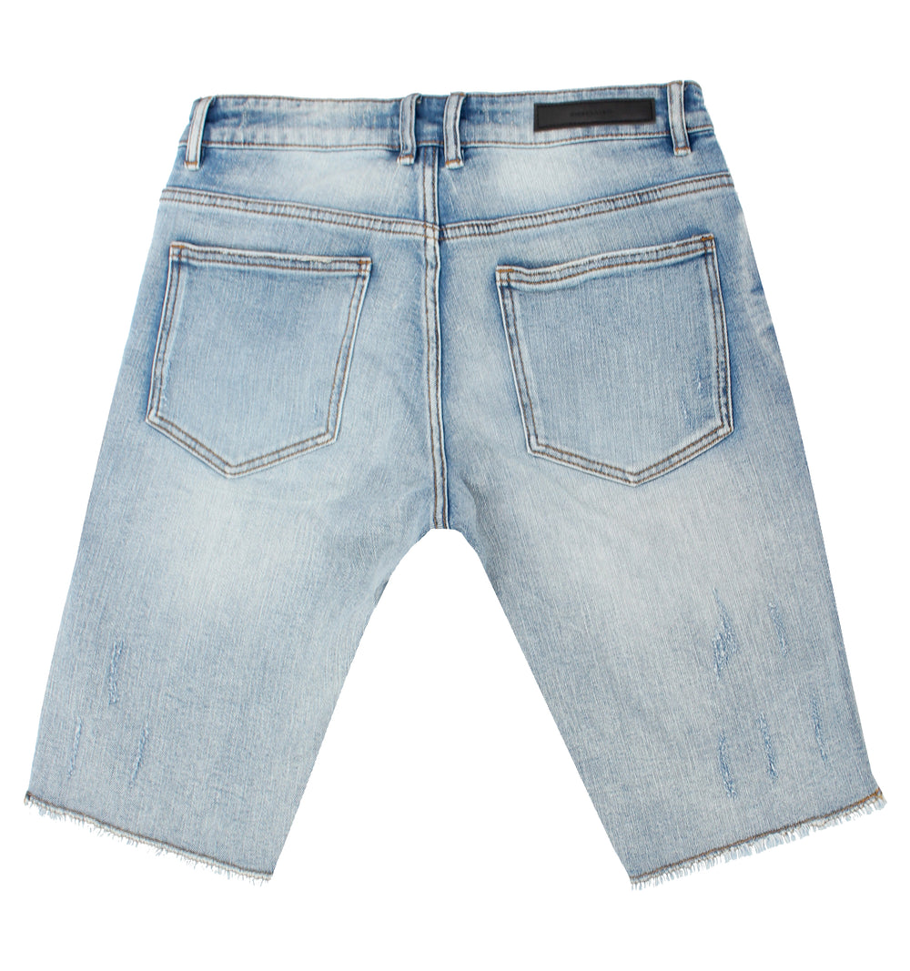Embellish Summit patchwork denim shorts in blue – view 4 of 4