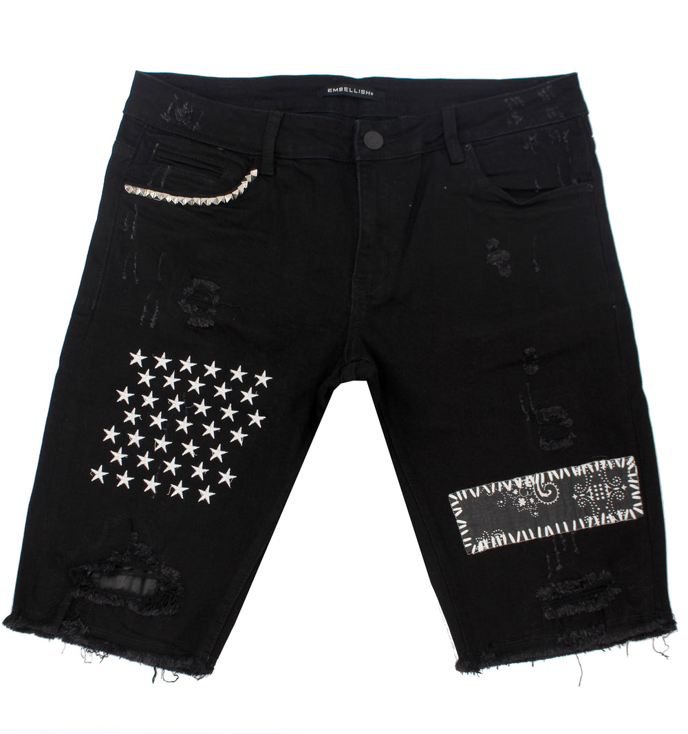 Embellish Summit Patchwork Shorts in black – view 3 of 4