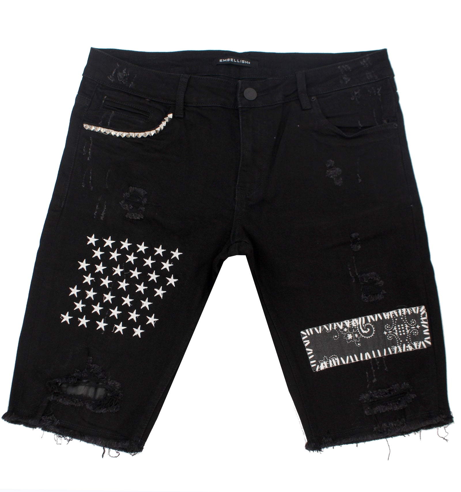 Embellish Summit Patchwork Shorts in black – view 3 of 4