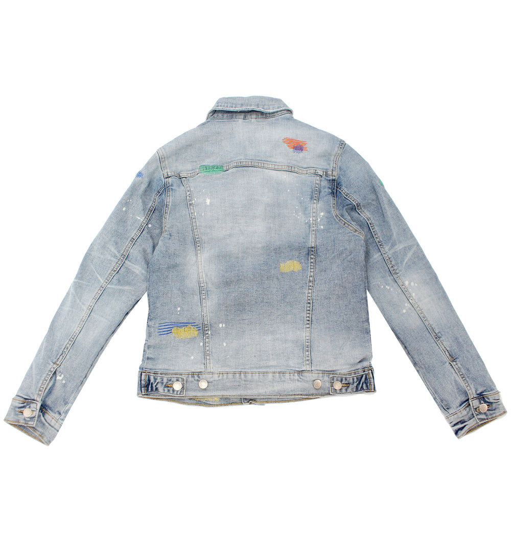 Embellish Iris Denim Jacket in blue stitched wash – view 2 of 2