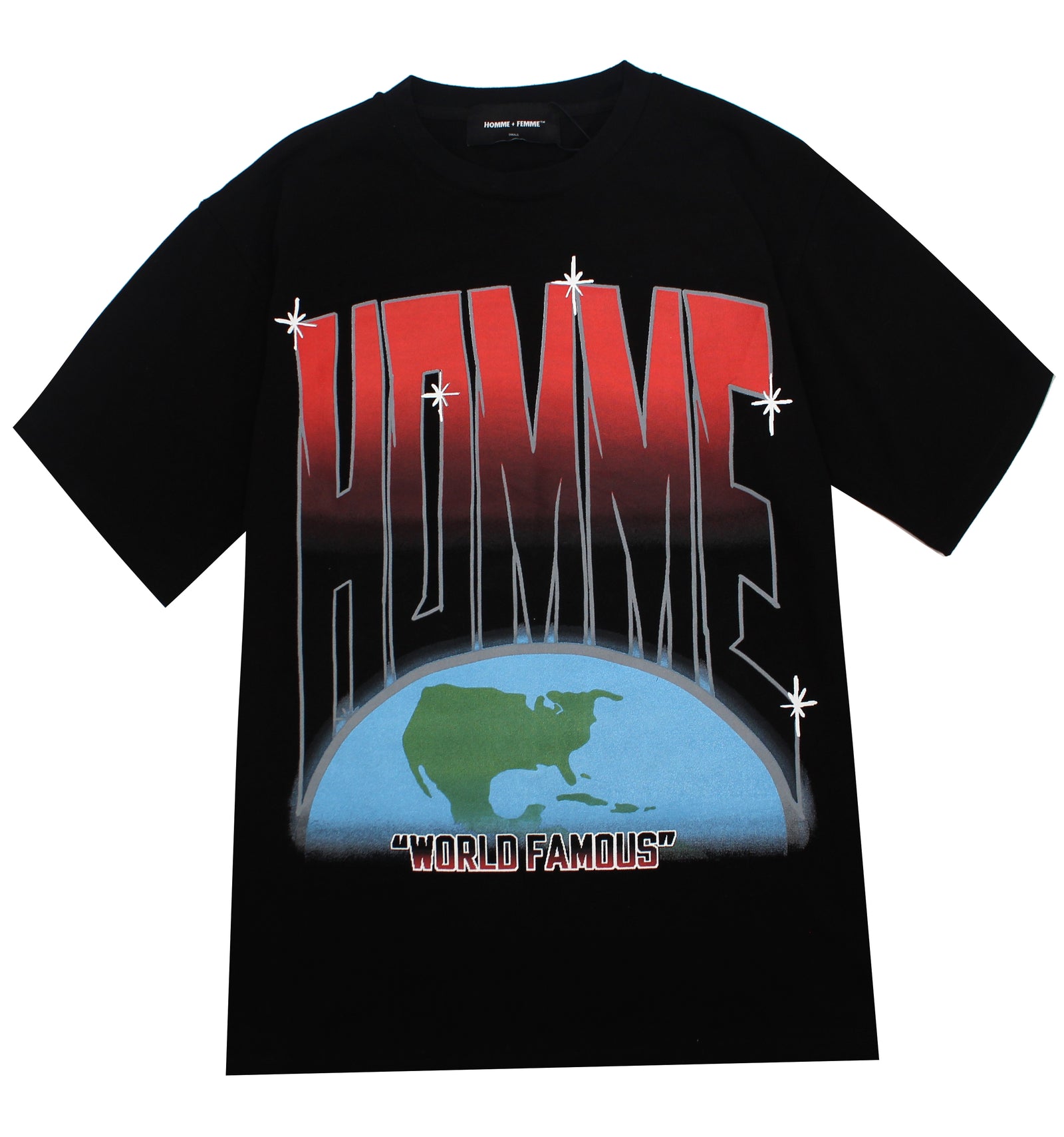 Homme + Femme Atmosphere Tee in black with red – view 1 of 2
