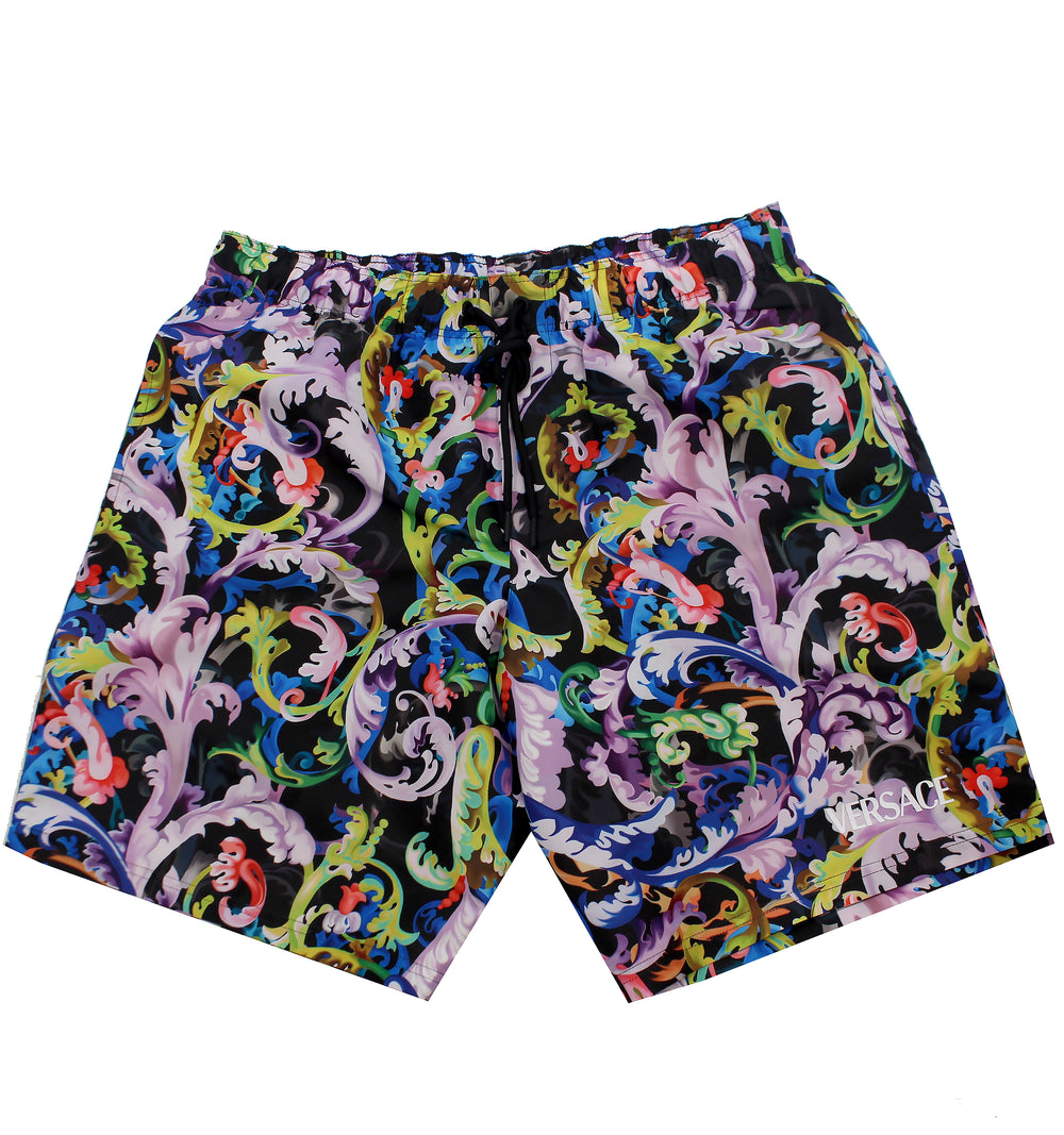 Versace Swim Shorts - Black With Multi Color