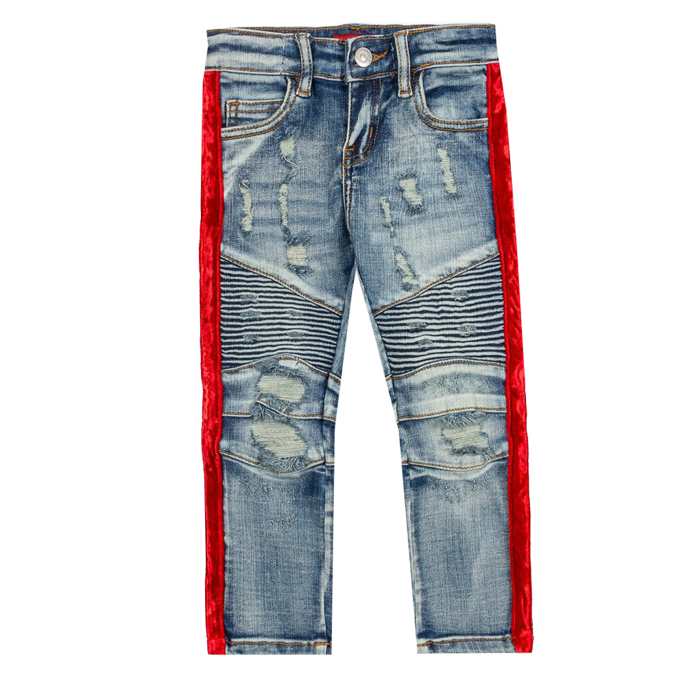 Violet Velour Side Biker Denim
