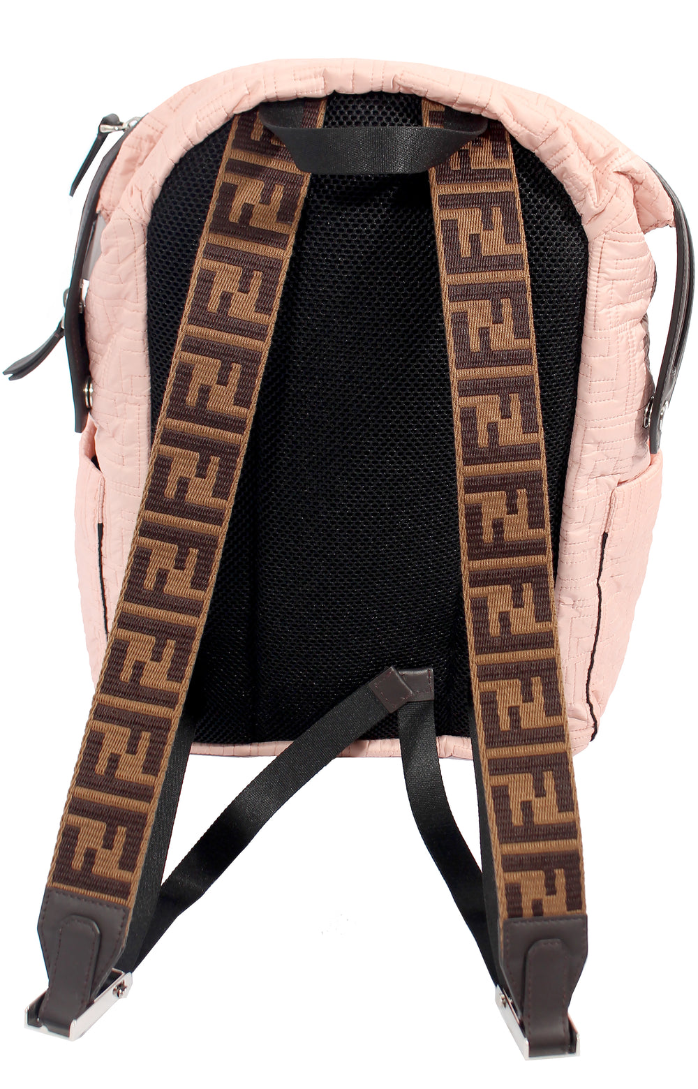 Fendi All Over Logo Backpack with Brown Logo Straps in pink and brown – view 3 of 3