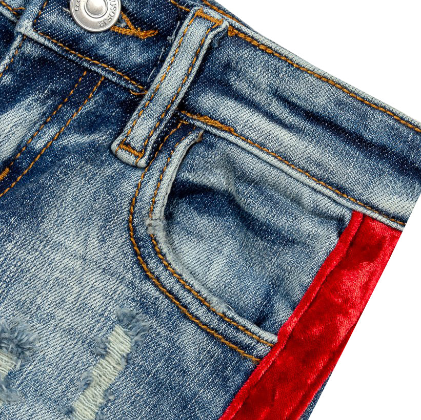 Violet Velour Side Biker Denim