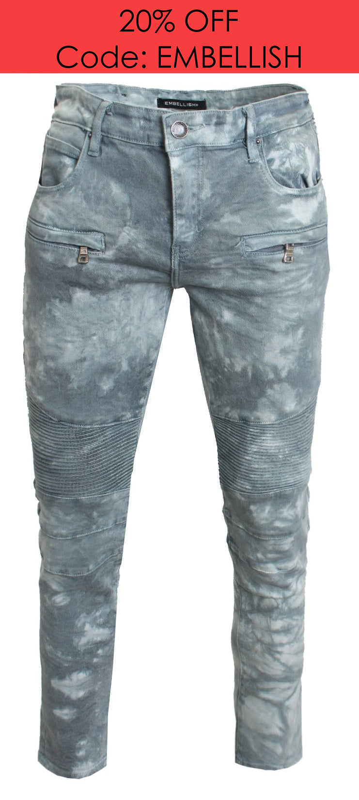 Men's Nelson Biker Denim-Light Grey