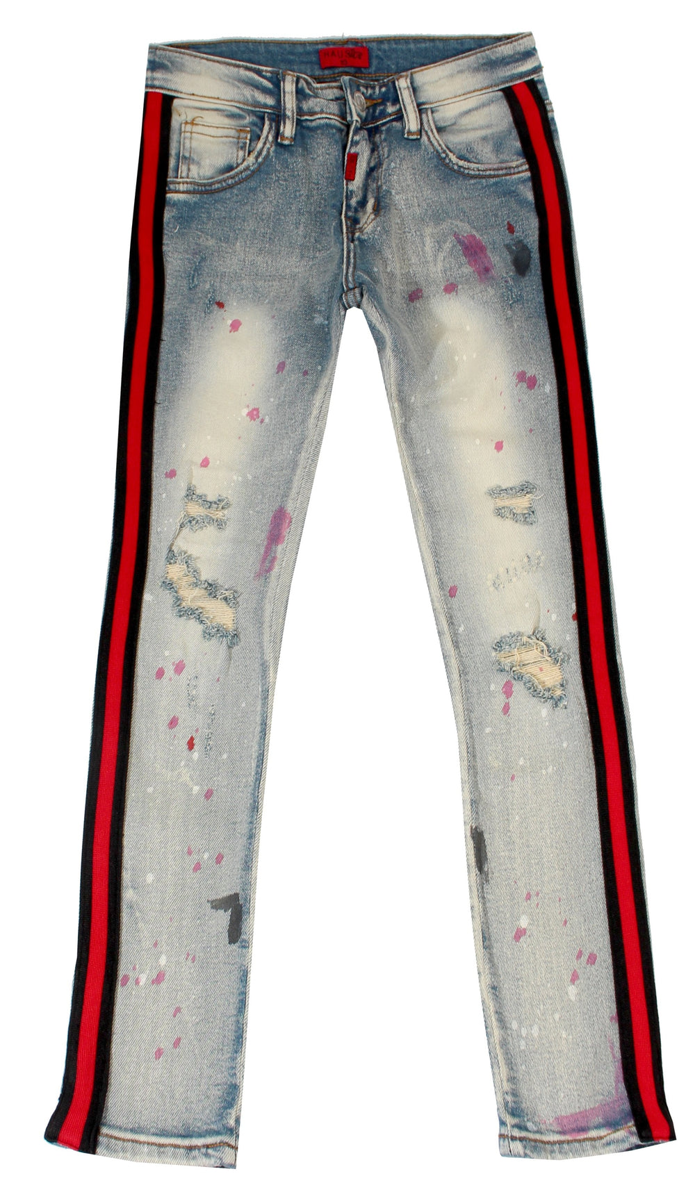 Kid's Leonard Stripe Denim - Indigo Red