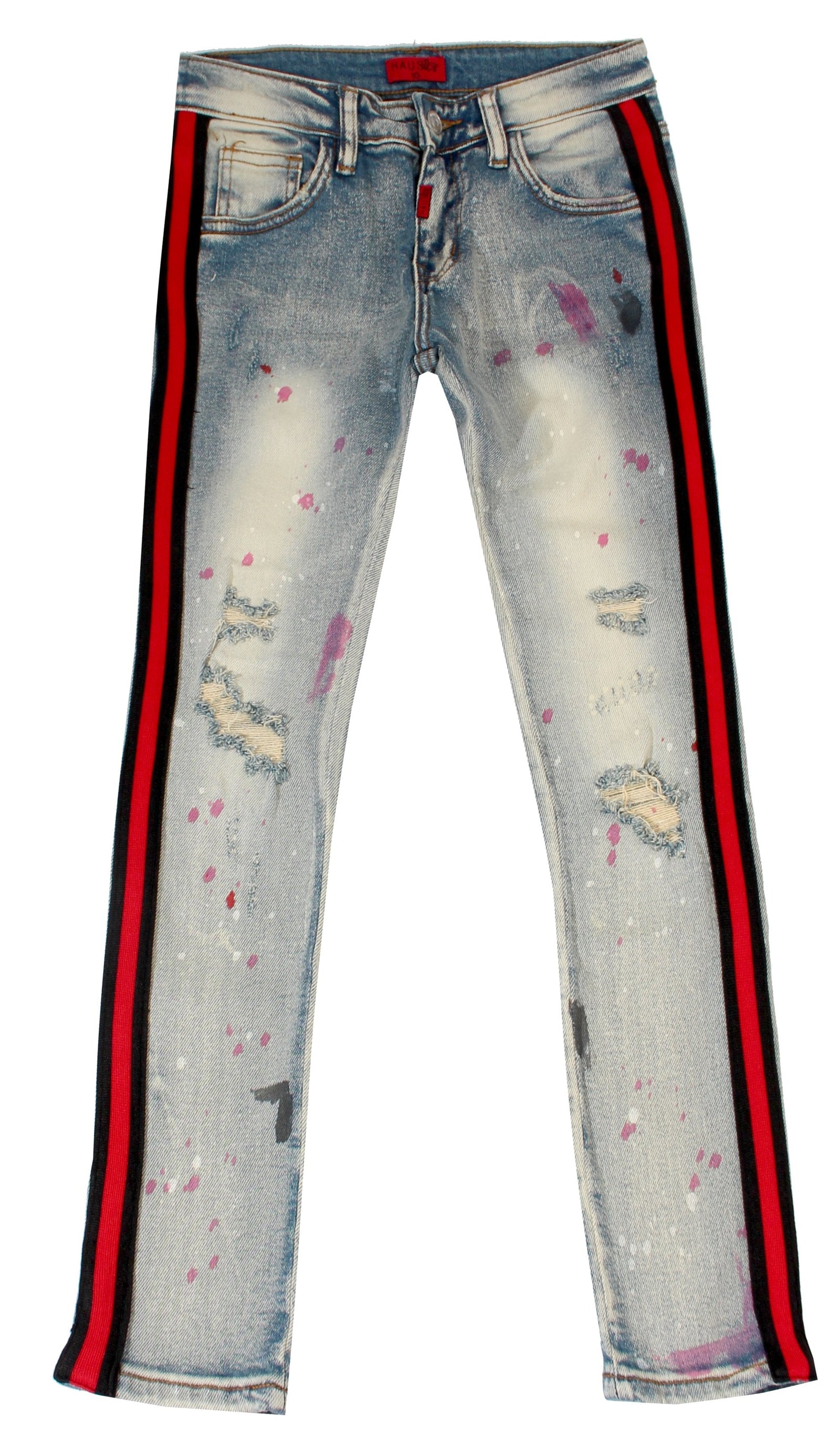 Kid's Leonard Stripe Denim - Indigo Red