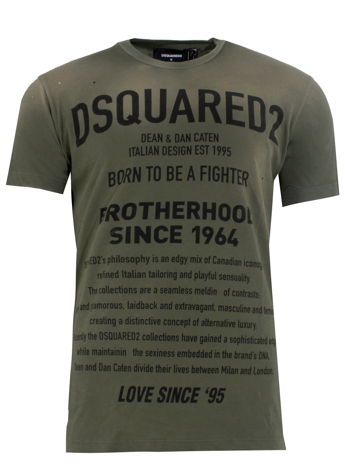 Men's Dsquared2 Distressed Olive Tee Shirt