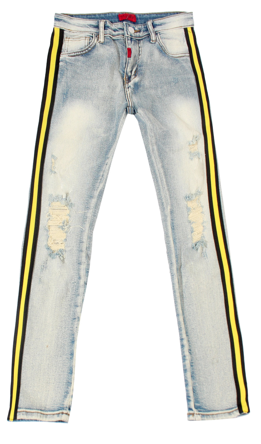 Haus of JR Kid's Leonard Striped Denim in indigo and yellow – view 1 of 1