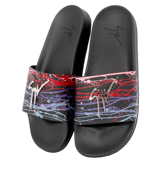 GIUSEPPE ZANOTTI NWT MEN’S BLACK PURPLE PINK SLIDES SANDALS SIZE 12 /45 GIUSEPPE ZANOTTI Sandals for Men | YOOX main image 3
