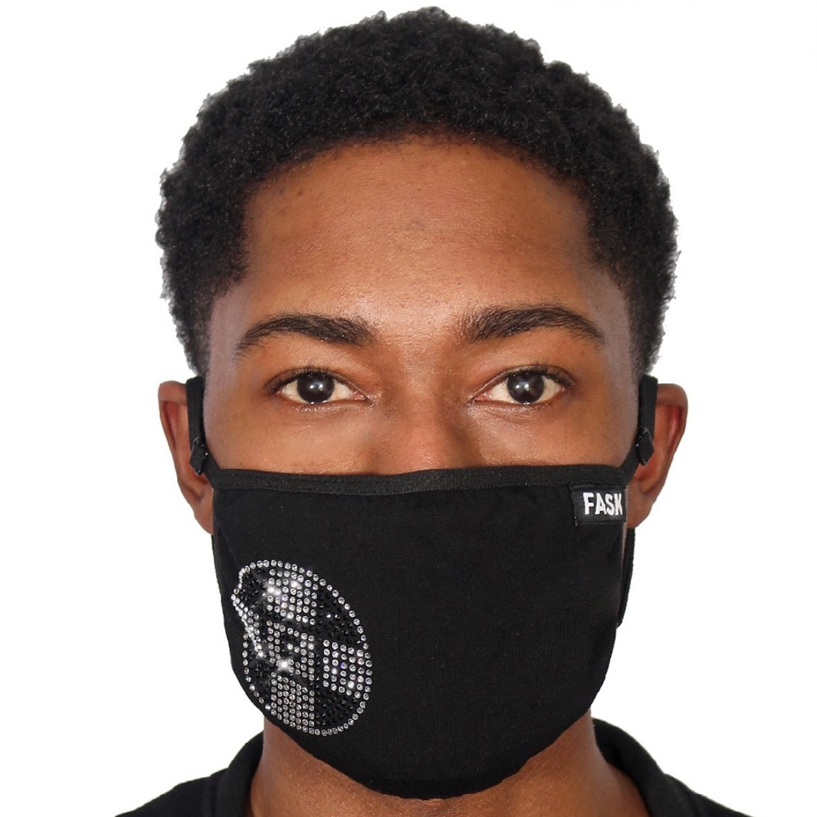 FASK Logo Cotton 2.0 Stoned Mask with Interchangeable Filter and Adjustable Size Strap-Black
