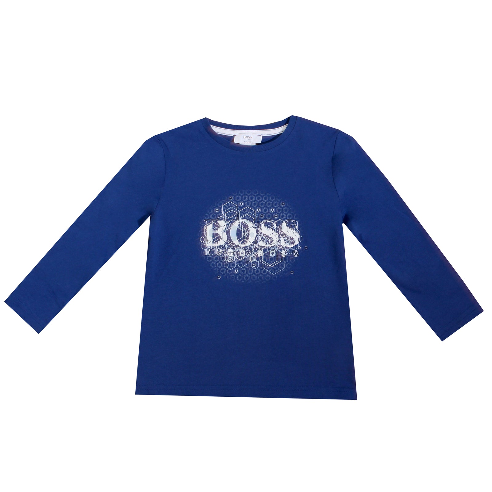 Hugo Boss Boys Long Sleeve Embellished Logo Tee in blue – view 1 of 2