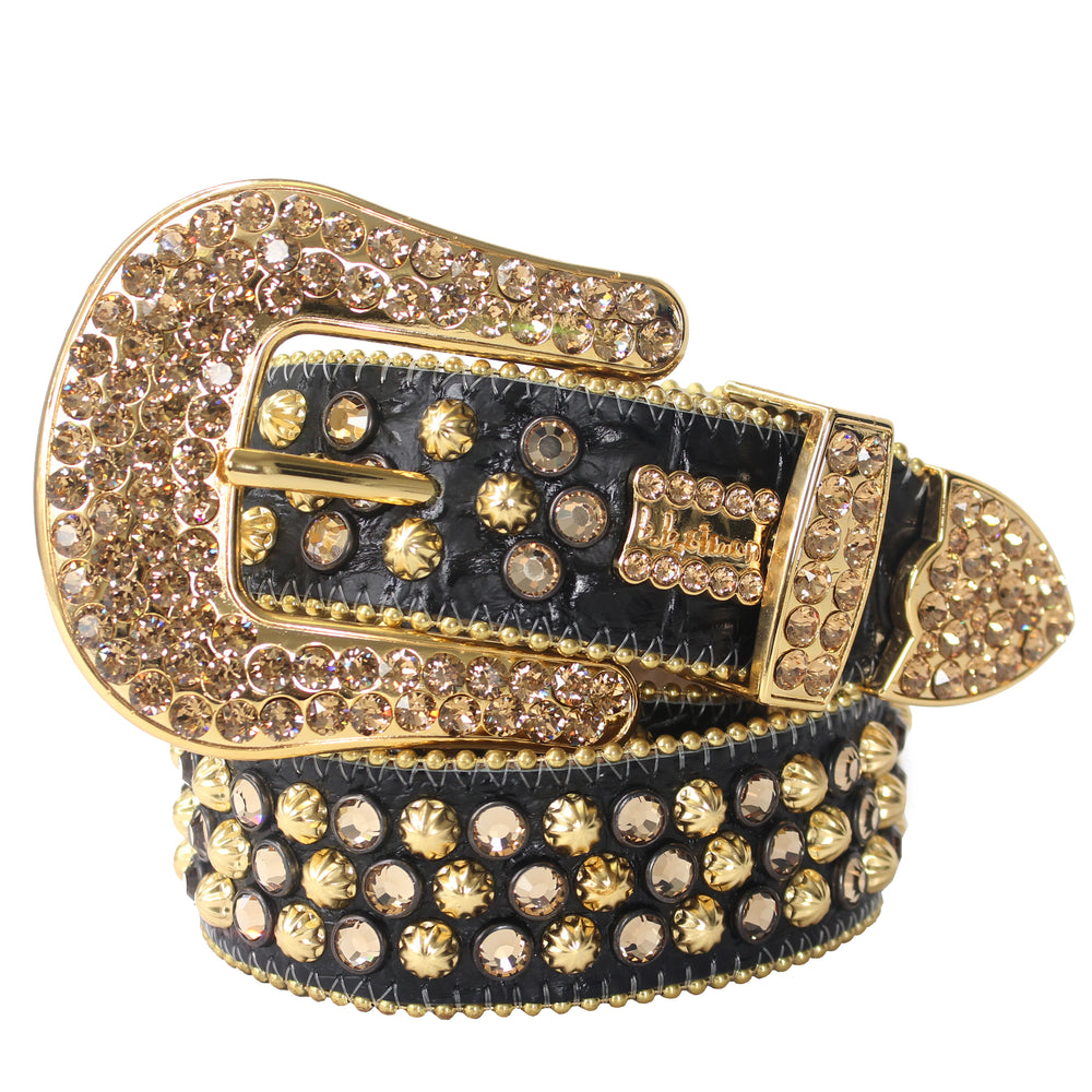 B.B Simon 2617 Lavasan Belt in black and gold, Swarovski crystal belt – view 4 of 6