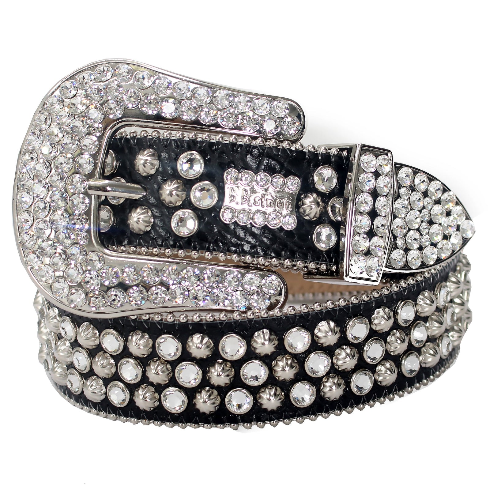 B.B. Simon 2617 Belt with Clear Swarovski Crystals in black/silver – view 1 of 2