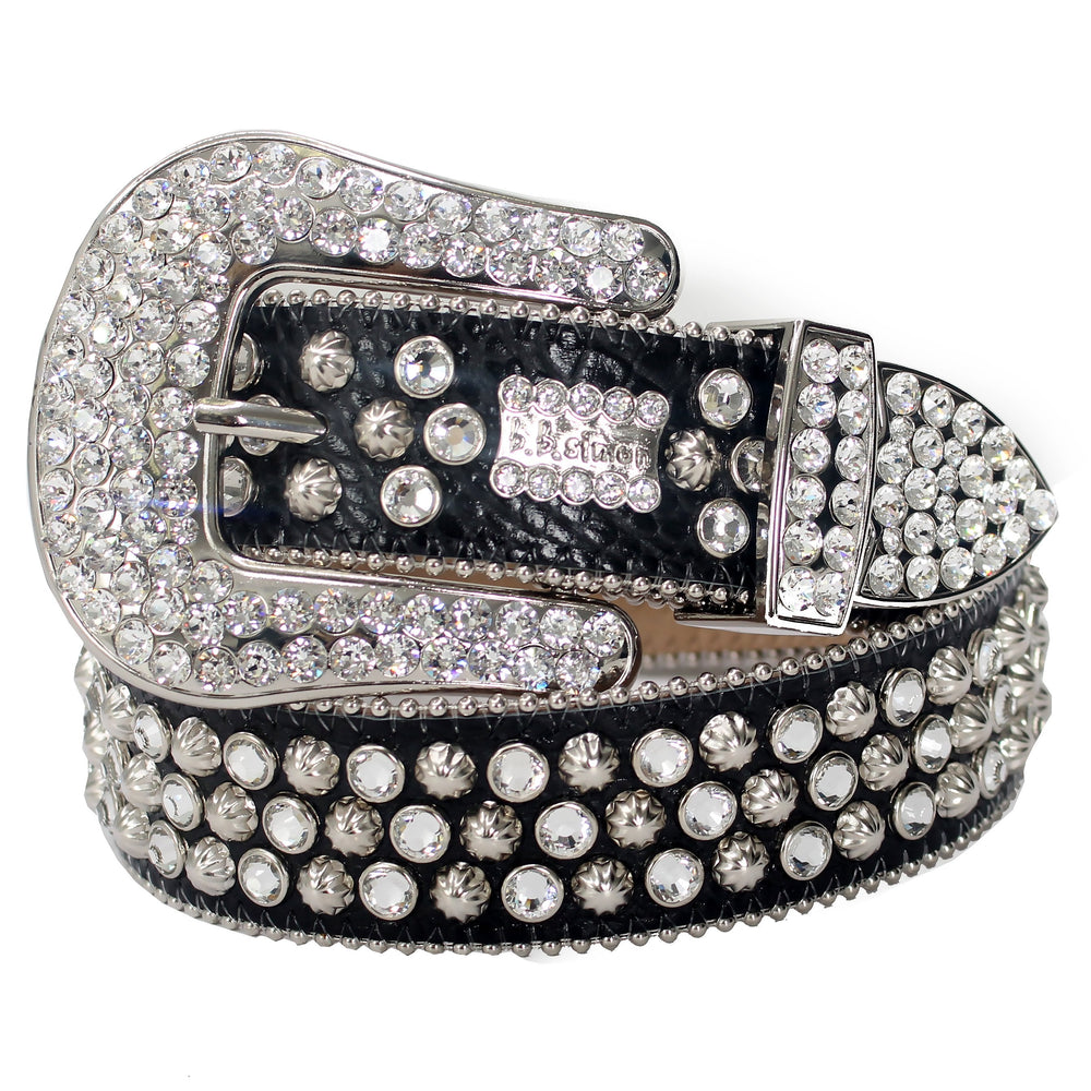 B.B. Simon Men's Belt with Swarovski Elements in black and silver – view 1 of 2