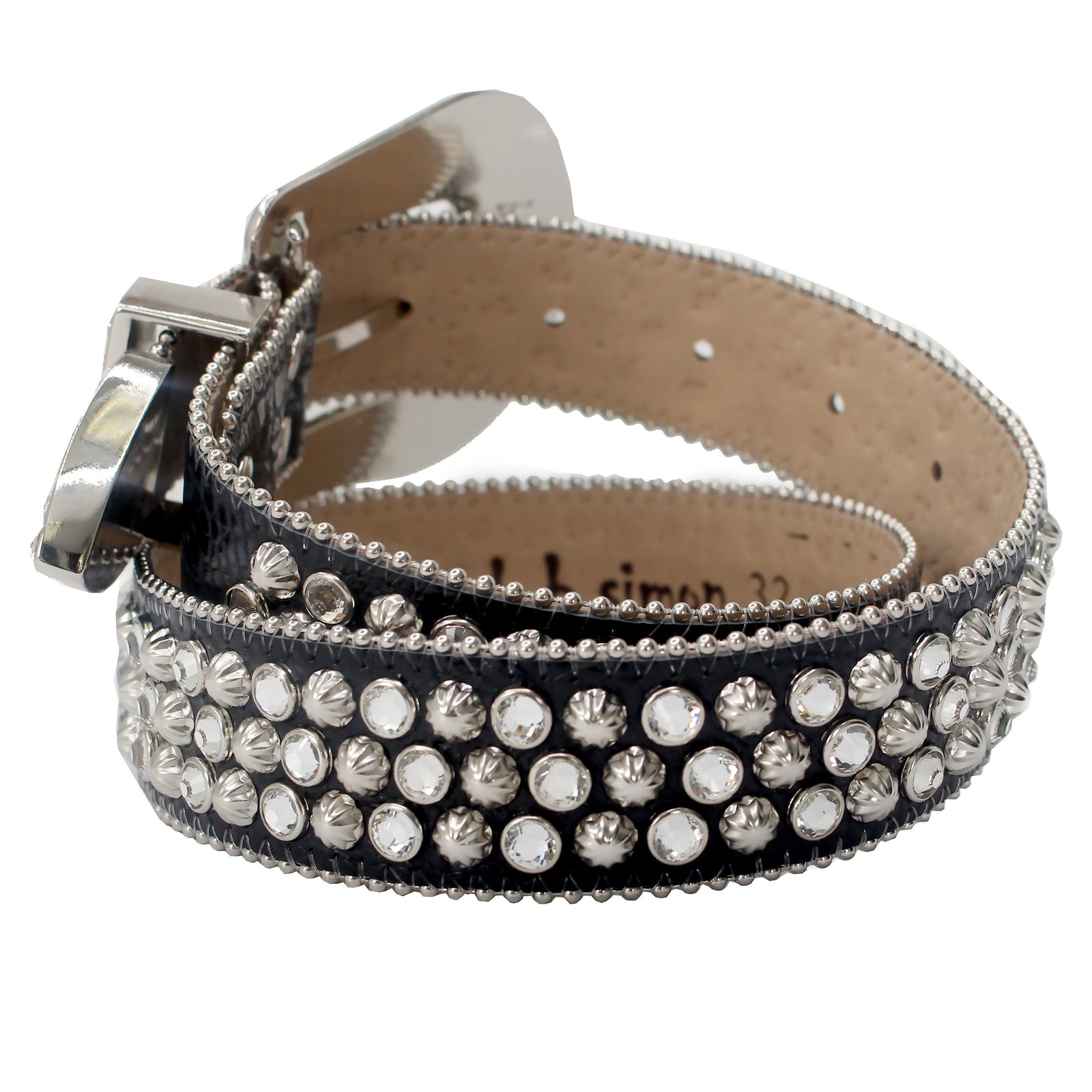 B.B. Simon 2617 Belt with Clear Swarovski Crystals in black/silver – view 2 of 2