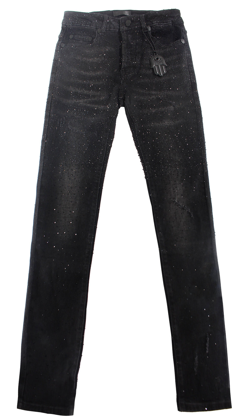 Kash Slim Fit Black Denim with Black Crystals in black – view 1 of 14