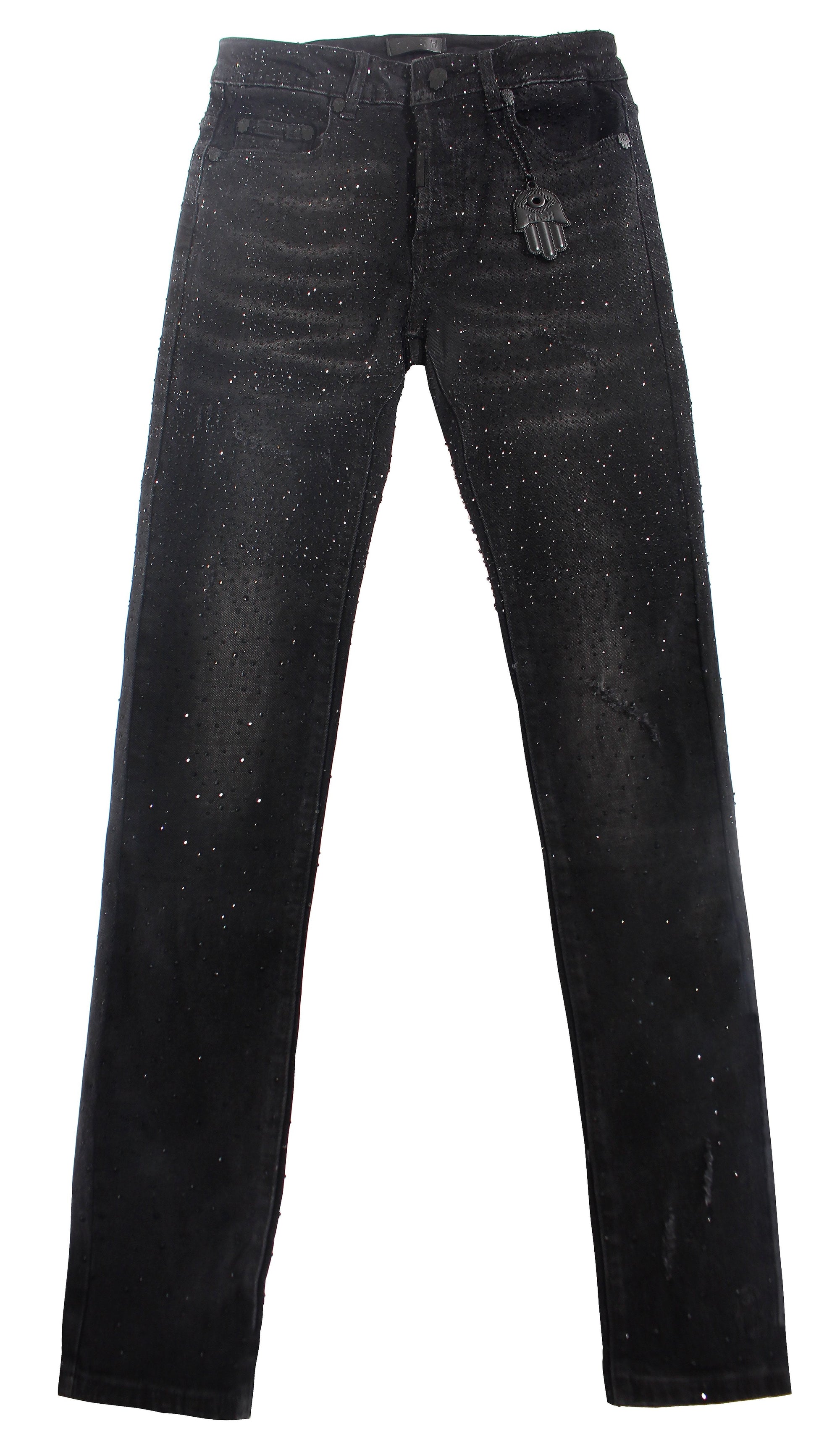 Kash Slim Fit Black Denim w/black crystals