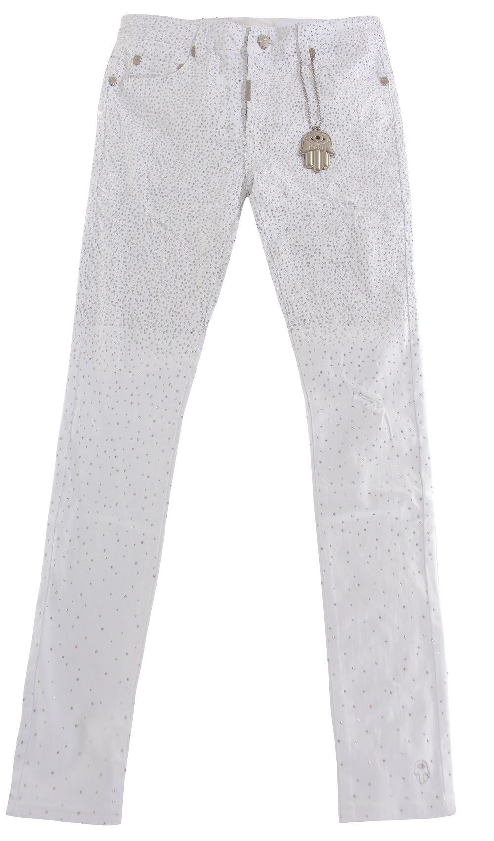 Kash Slim Fit White Denim with clear crystals – view 1 of 12