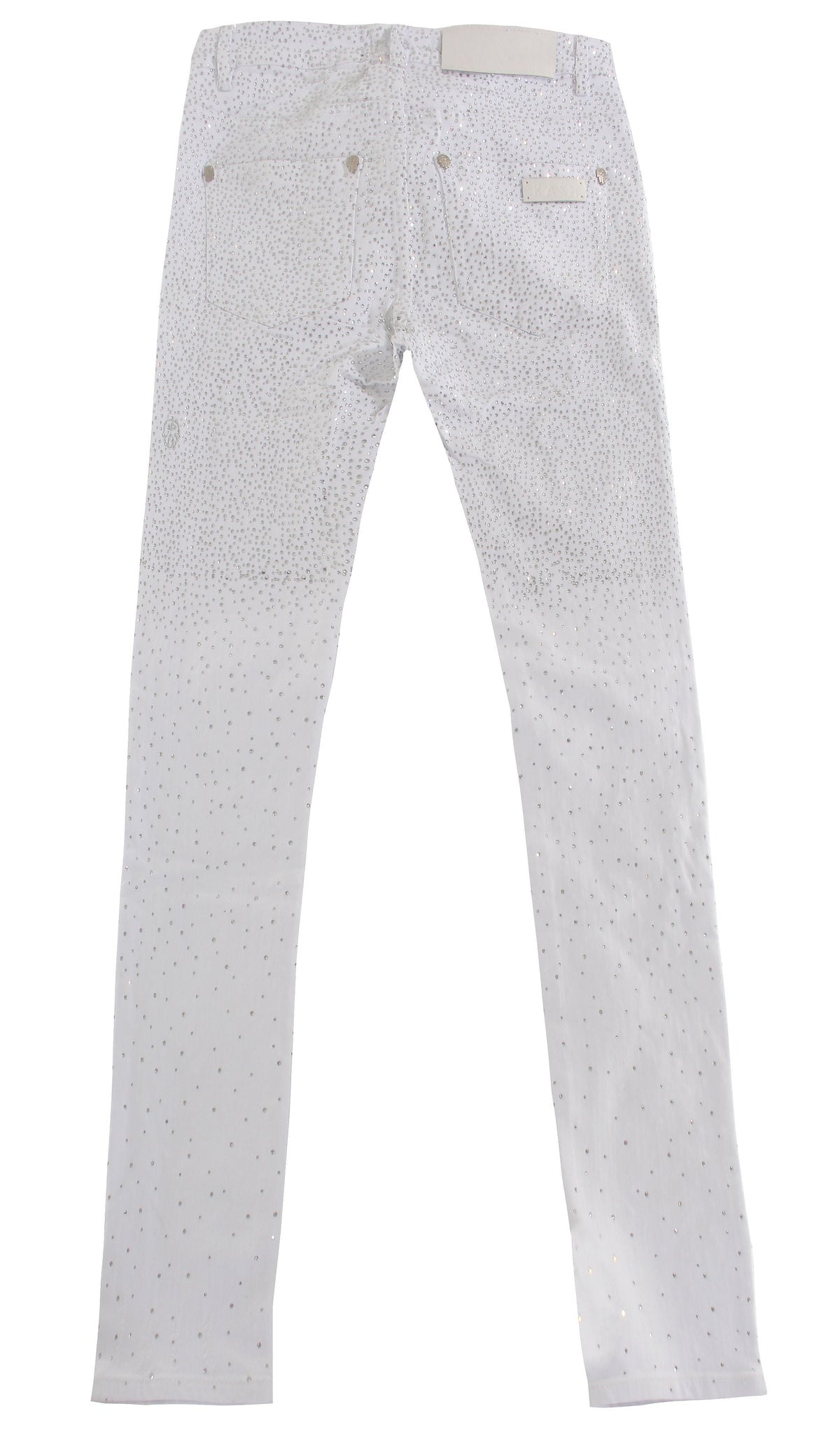 Kash Slim Fit White Denim W/Clear Crystals