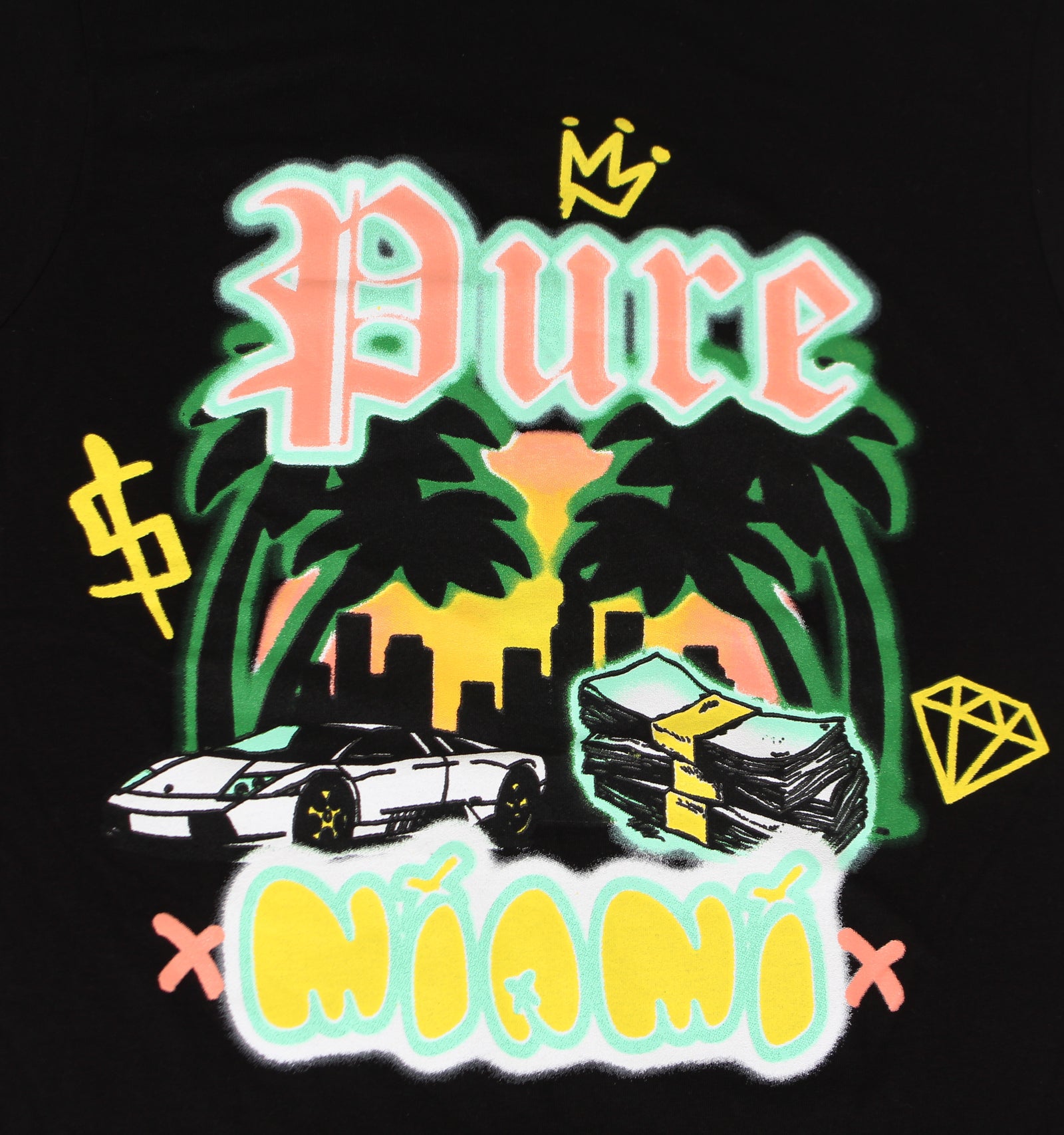 Pure Miami Airbrush Tee in black – view 2 of 3