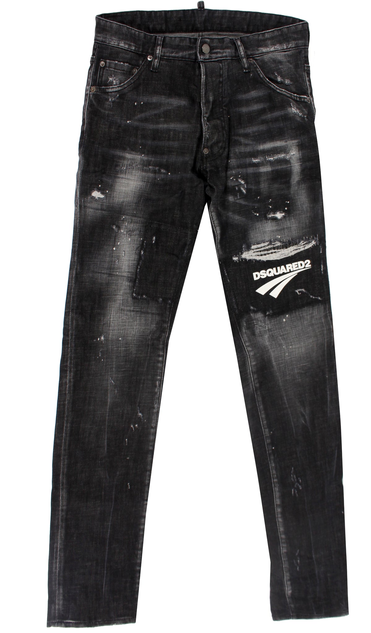 Dsquared2 Thigh Logo 5 Pocket Denim in black – view 1 of 3
