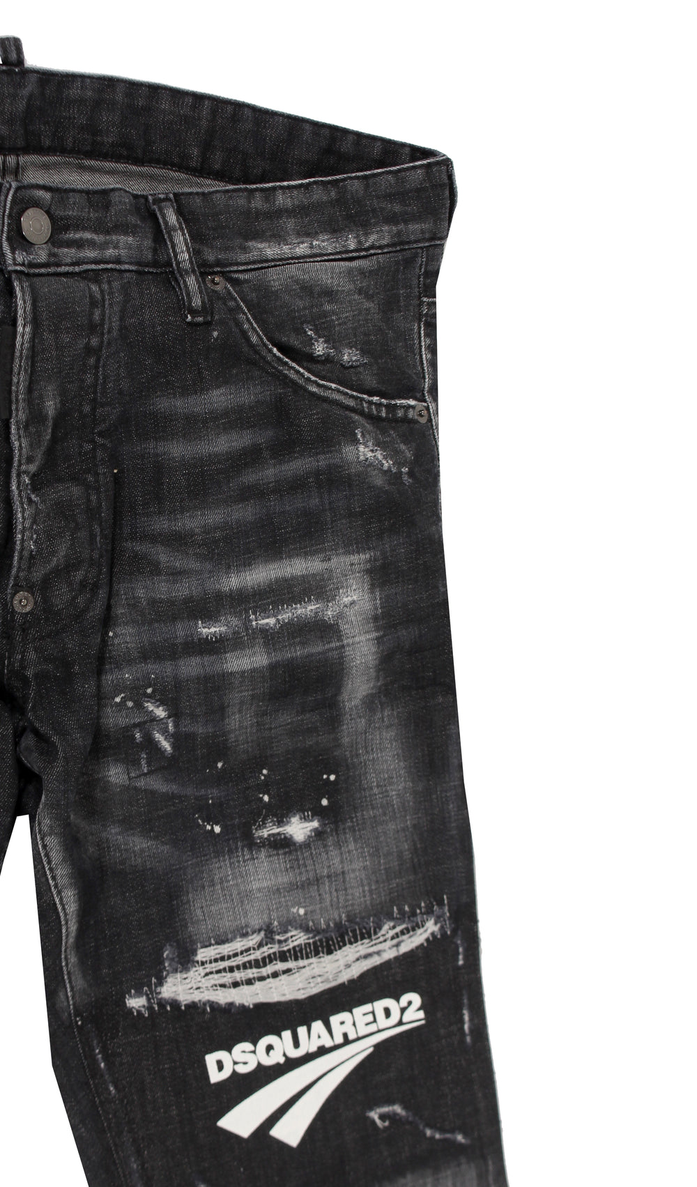Dsquared2 Thigh Logo 5 Pocket Denim - Black
