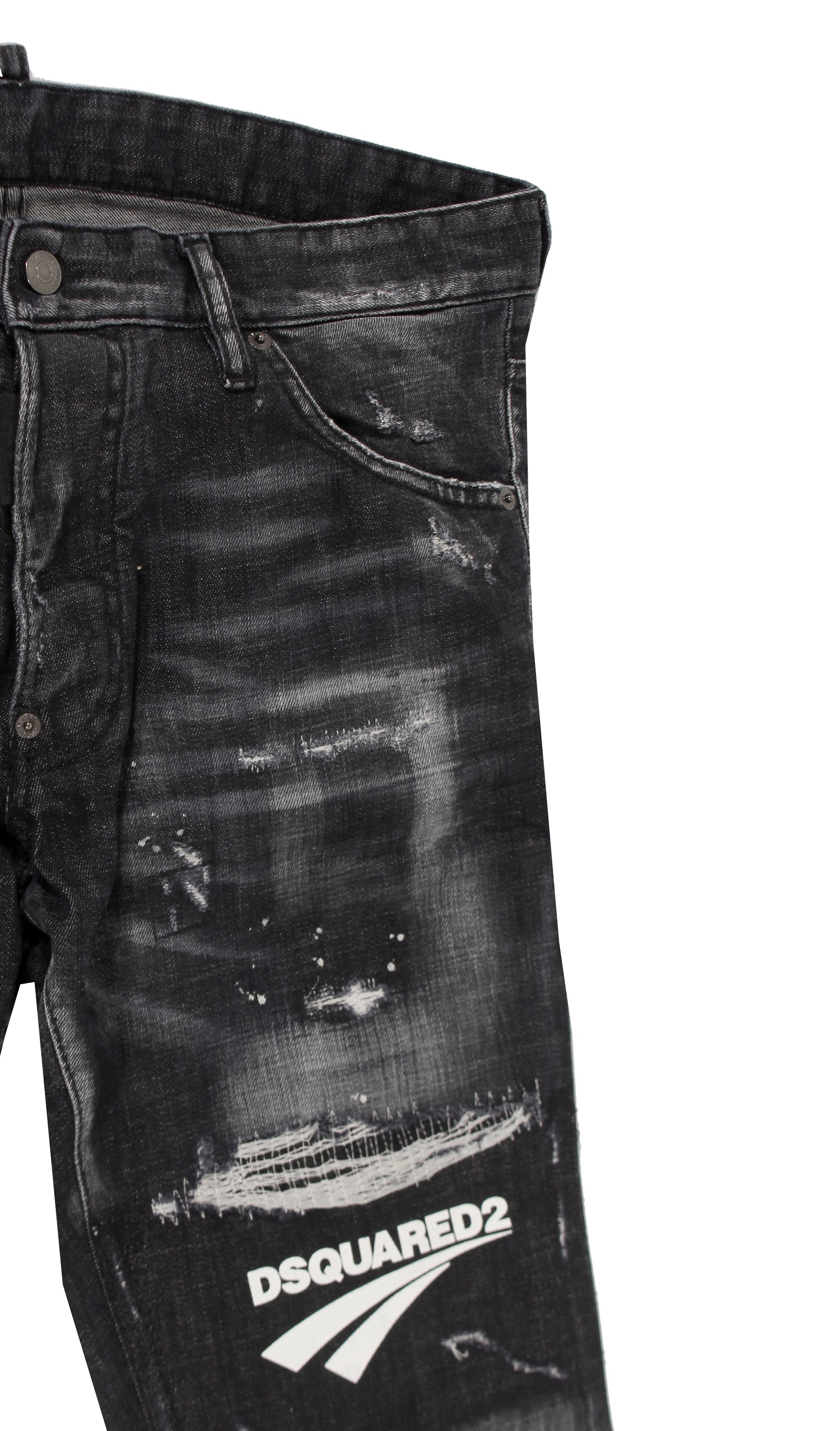 Dsquared2 Thigh Logo 5 Pocket Denim - Black