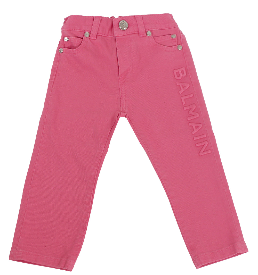 Baby Pants With Embossed Logo - Fuchsia
