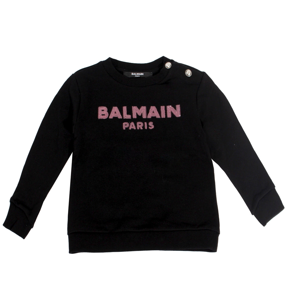Balmain Baby Logo Sweatshirt with Buttons in black – view 1 of 2