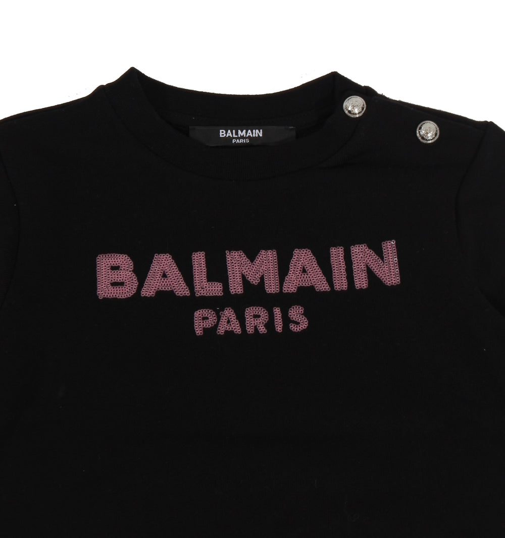 Balmain Baby Logo Sweatshirt with Buttons in black – view 2 of 2