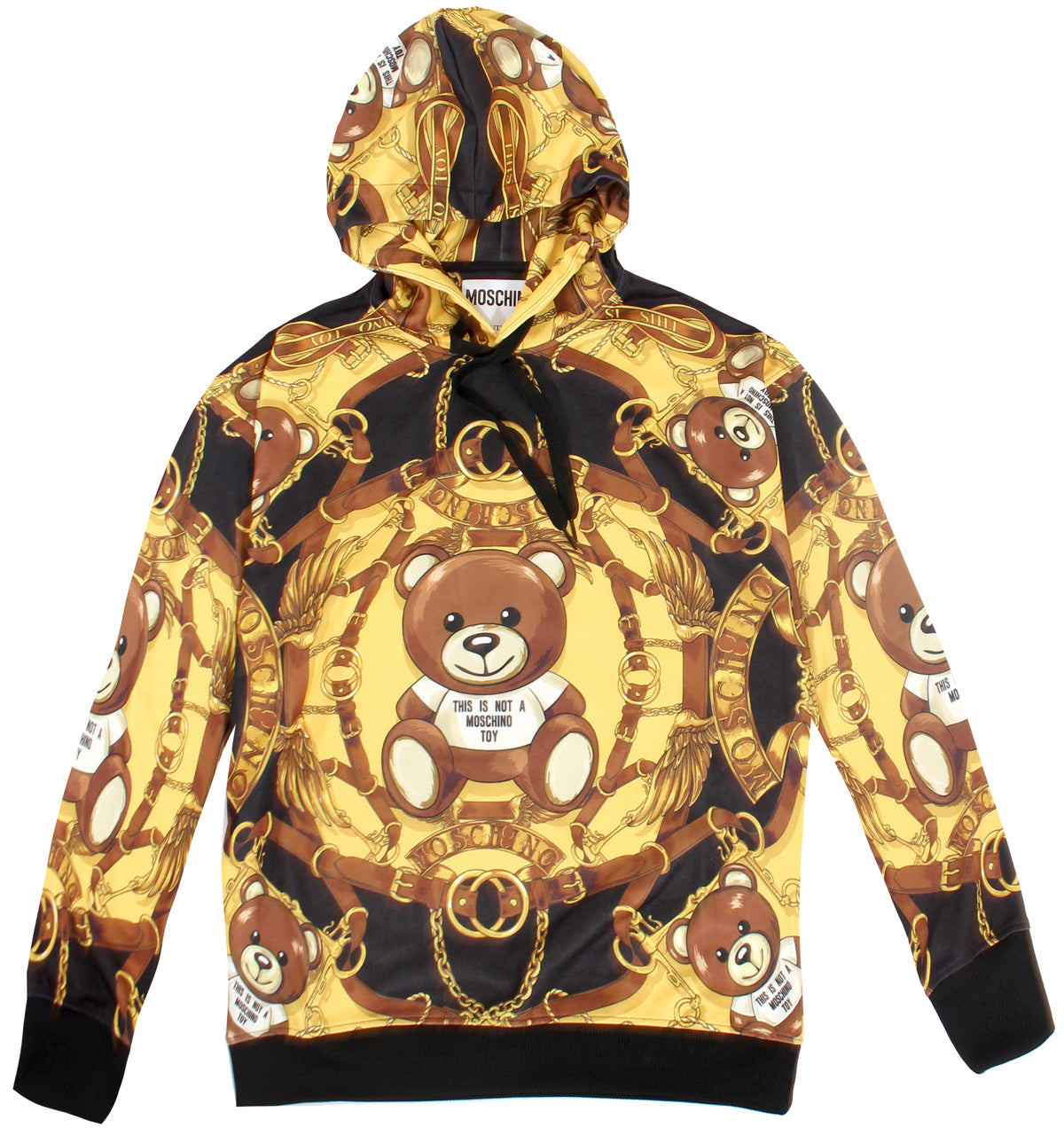 Moschino Teddy Sweatshirt Hoodie in Black and Gold – view 1 of 3