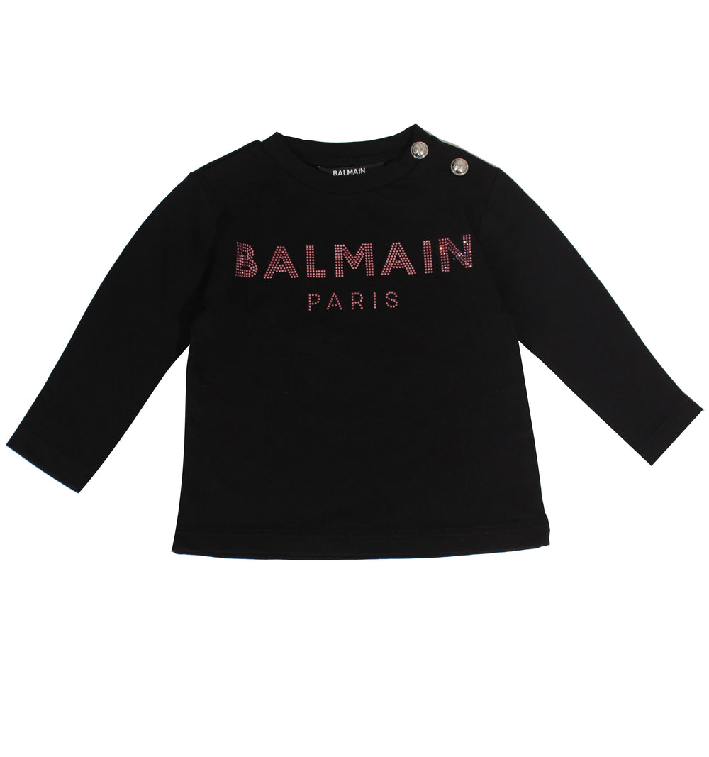 Baby Long Sleeve Tee W/ Studded Logo - Black