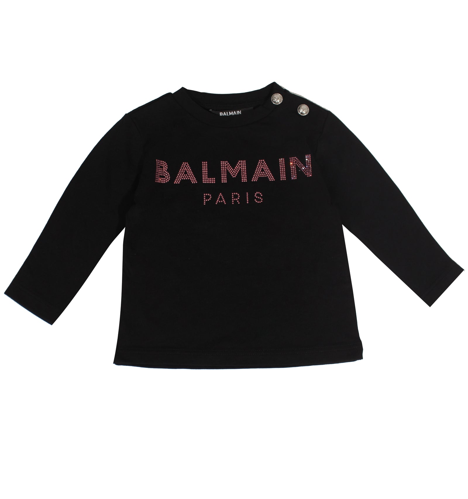 Baby Long Sleeve Tee W/ Studded Logo - Black