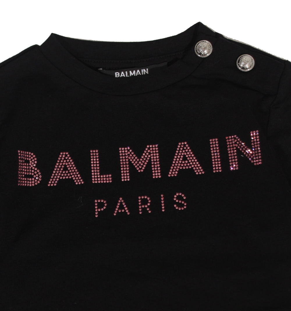 Baby Long Sleeve Tee W/ Studded Logo - Black