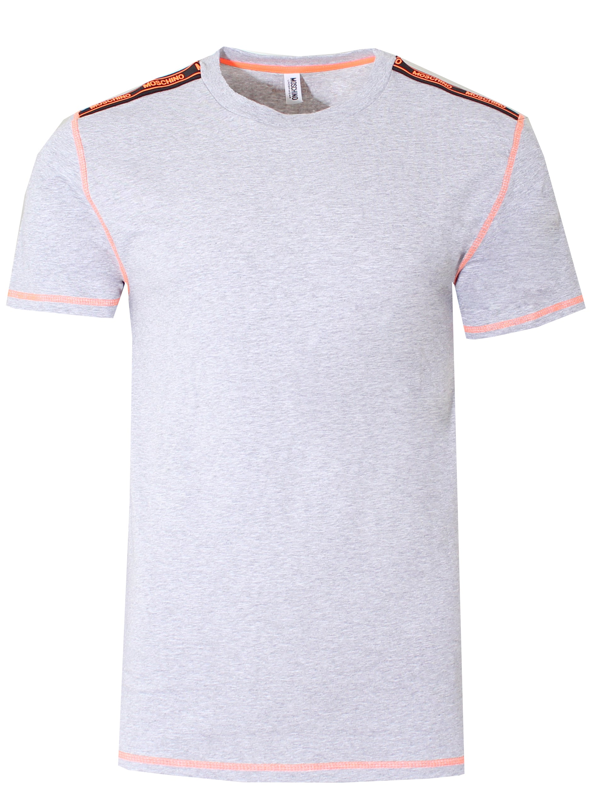 Men's Short Sleeve Moschino with Orange Side Stripe Tee Shirt-Grey