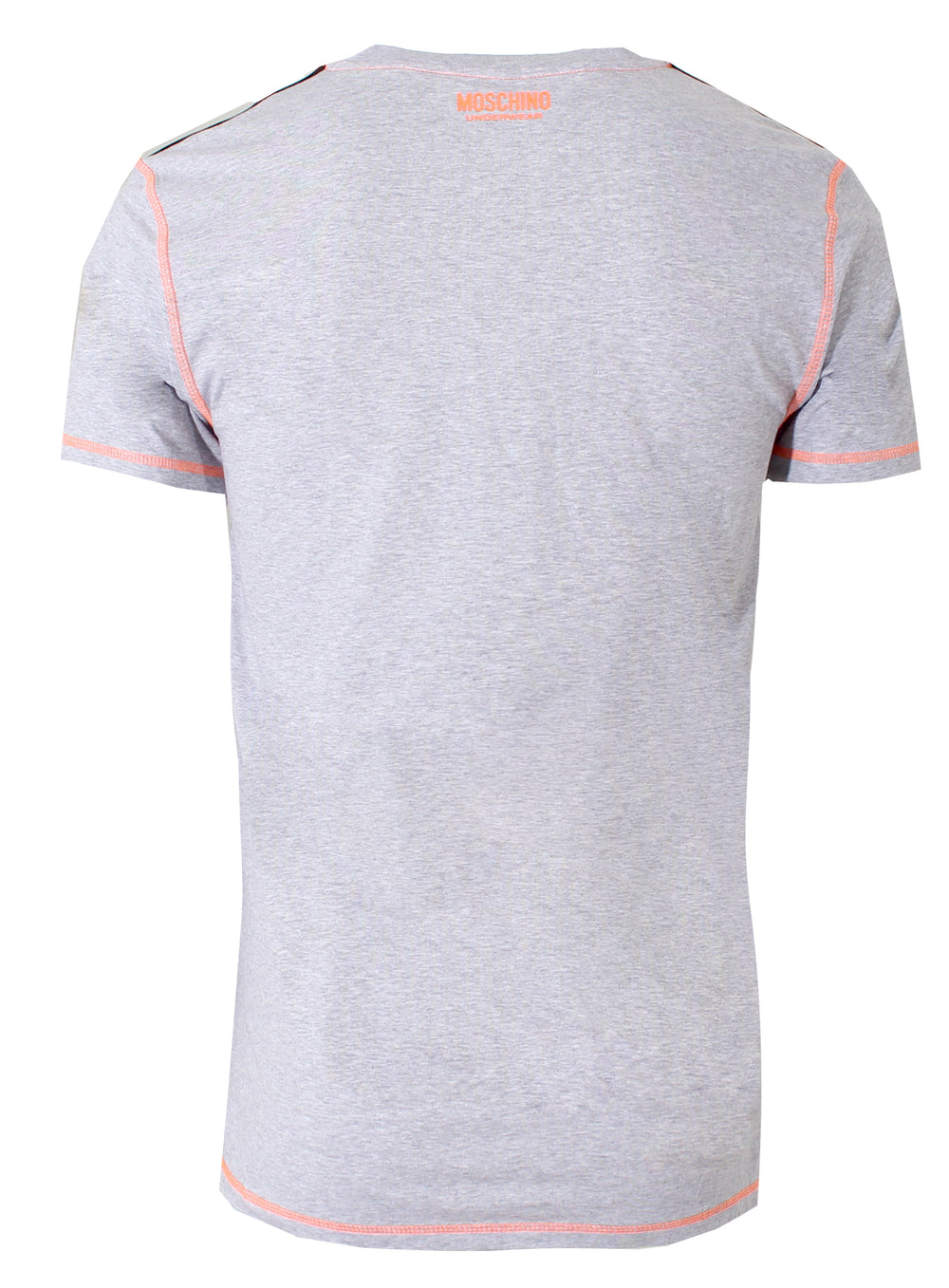Men's Short Sleeve Moschino with Orange Side Stripe Tee Shirt-Grey