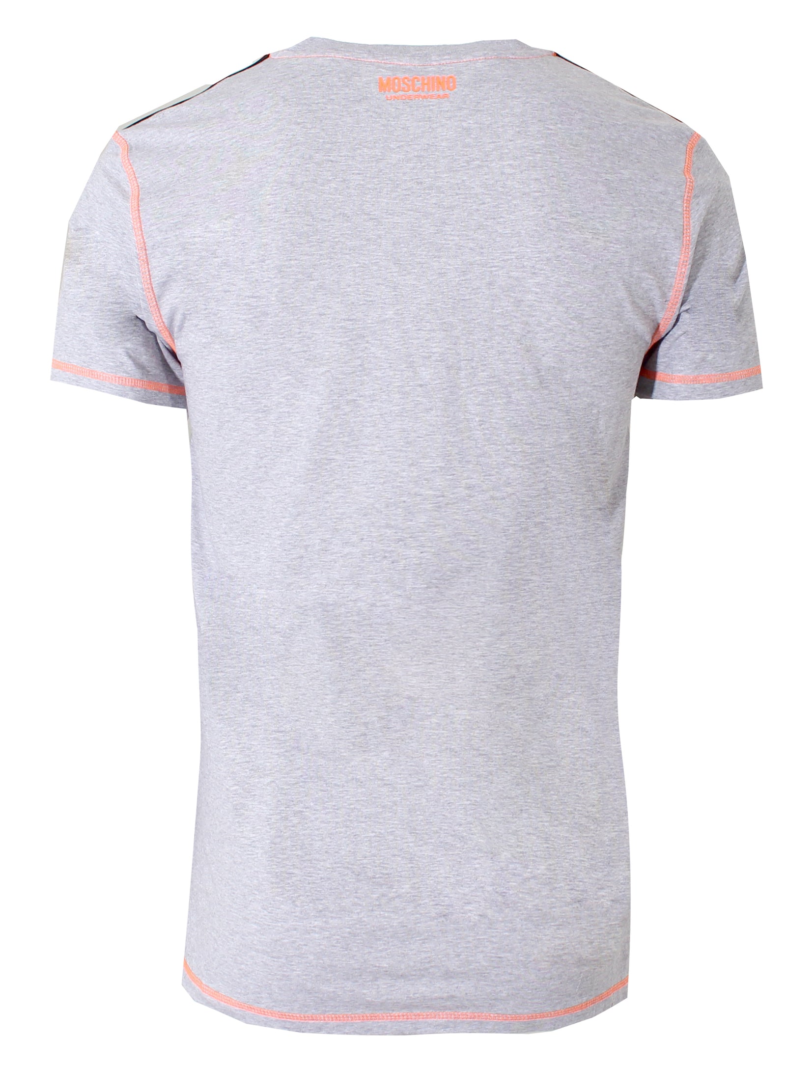 Men's Short Sleeve Moschino with Orange Side Stripe Tee Shirt-Grey