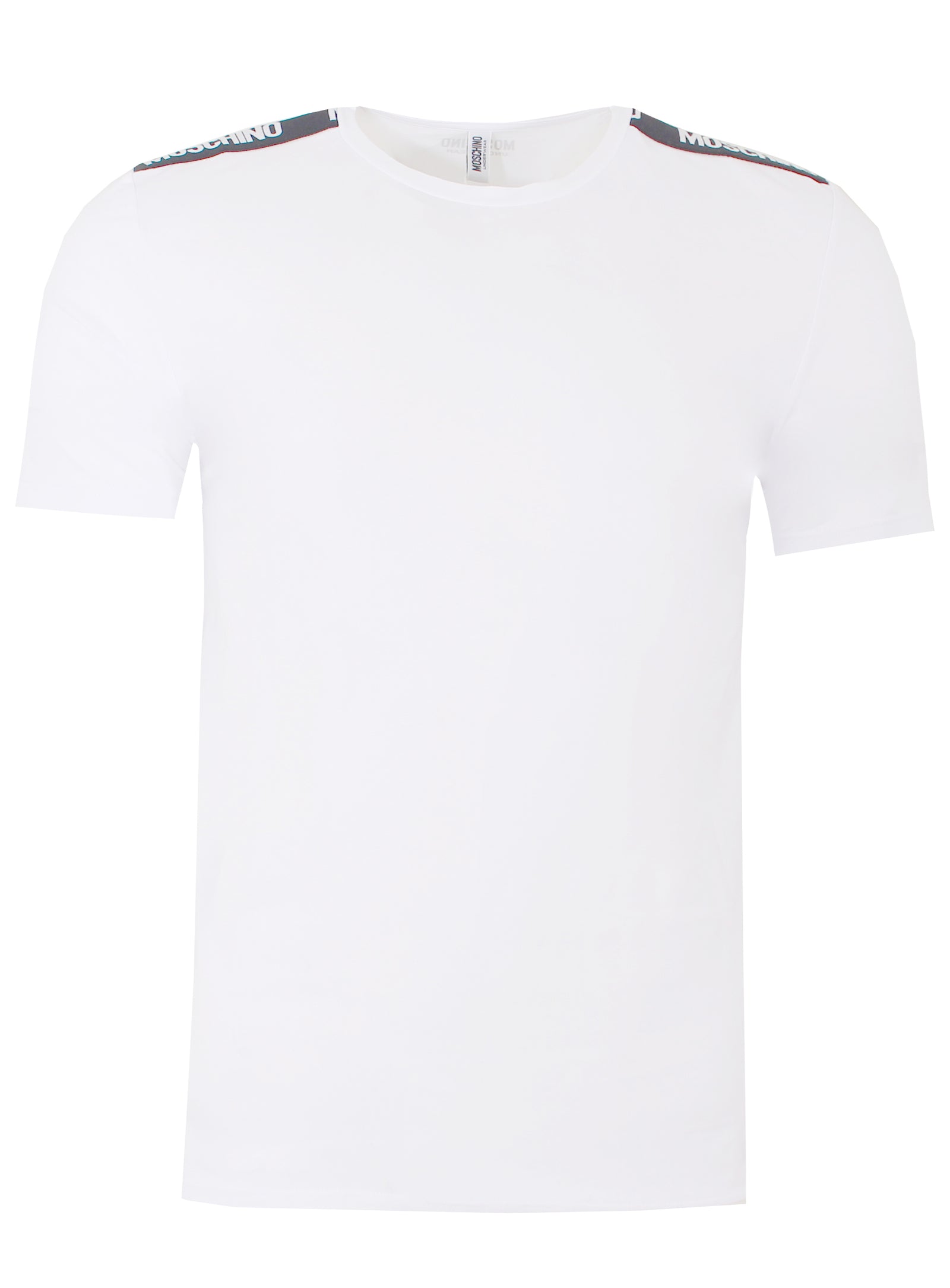 Men's Stretch Side Logo Moschino Tee with Black Stripe
