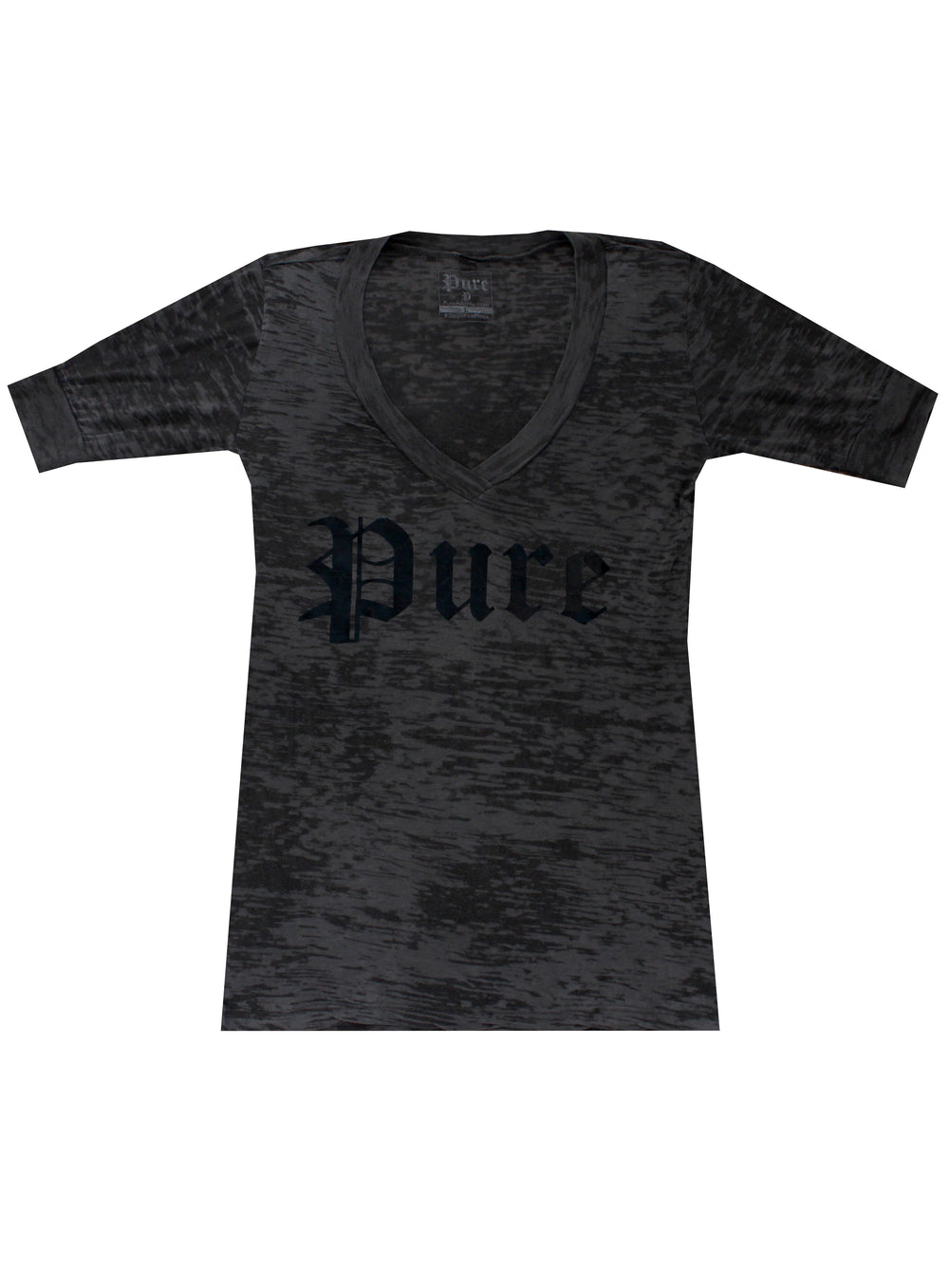 Pure V-Neck Tee with Black Logo in grey – view 1 of 3