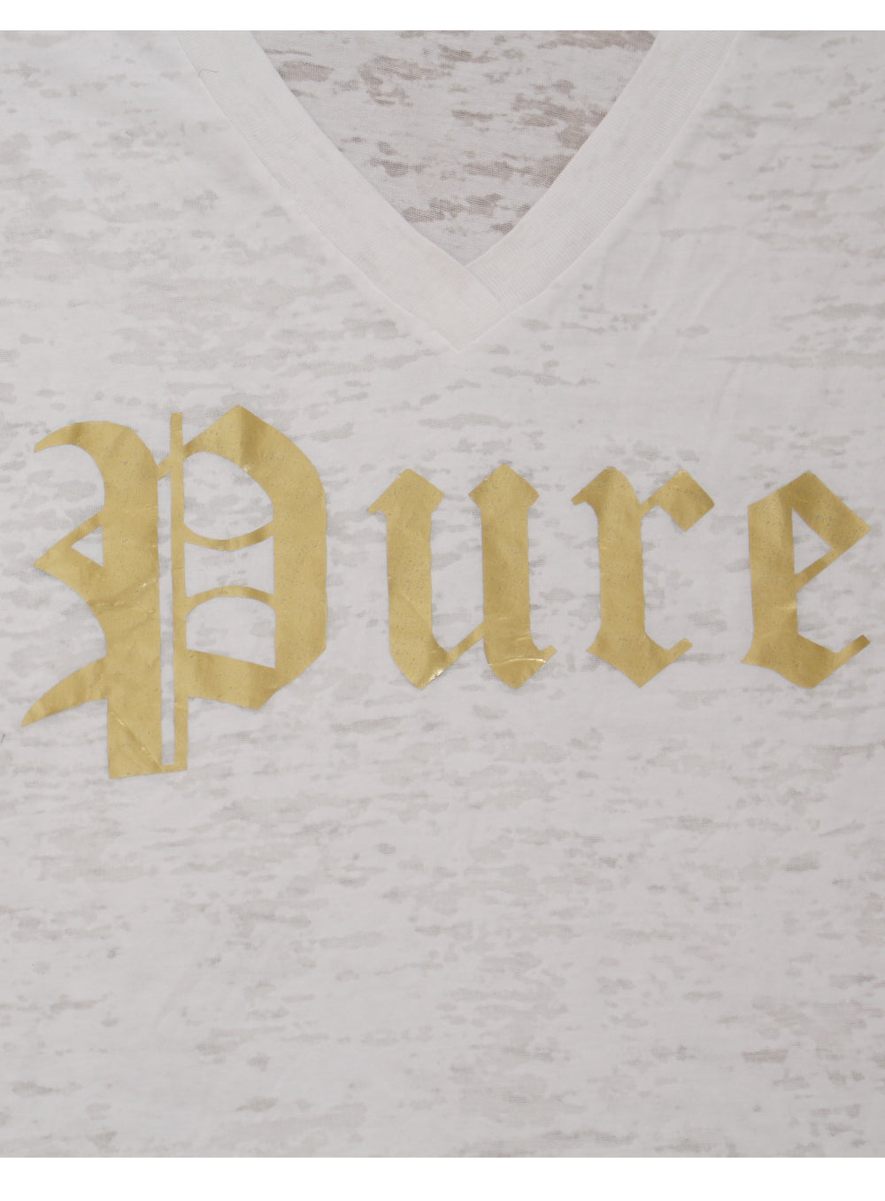 Pure V-Neck Tee with Gold Logo in white/gold – view 3 of 3