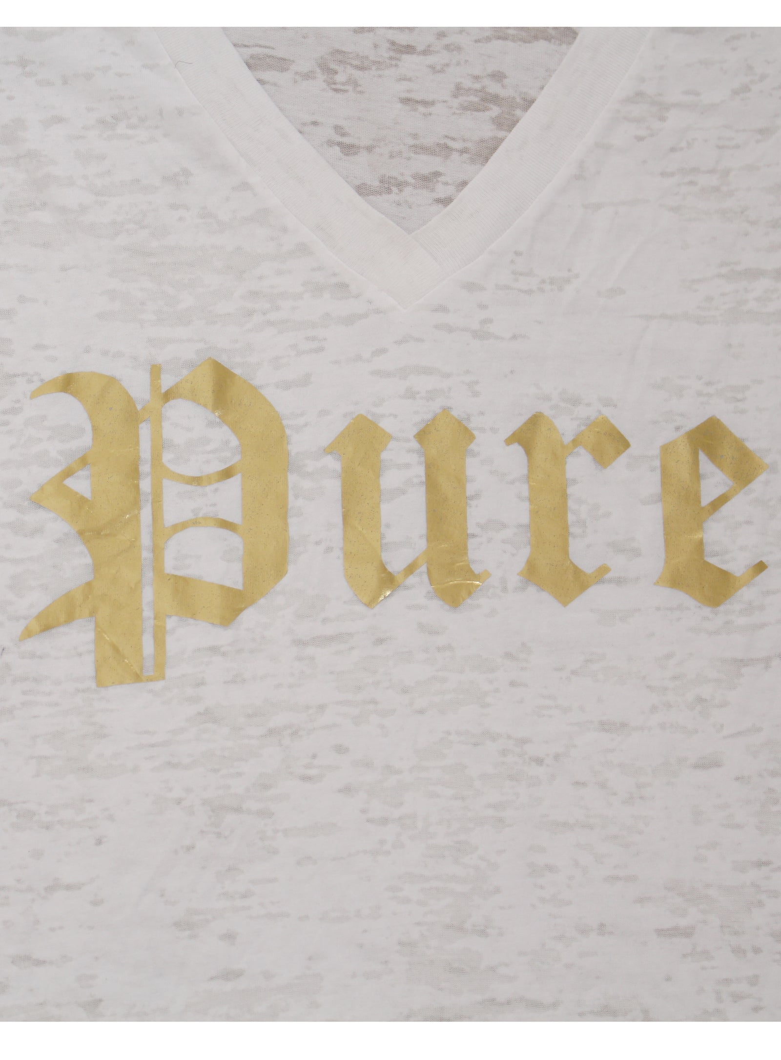 Pure V-Neck Tee with Gold Logo in white/gold – view 3 of 3