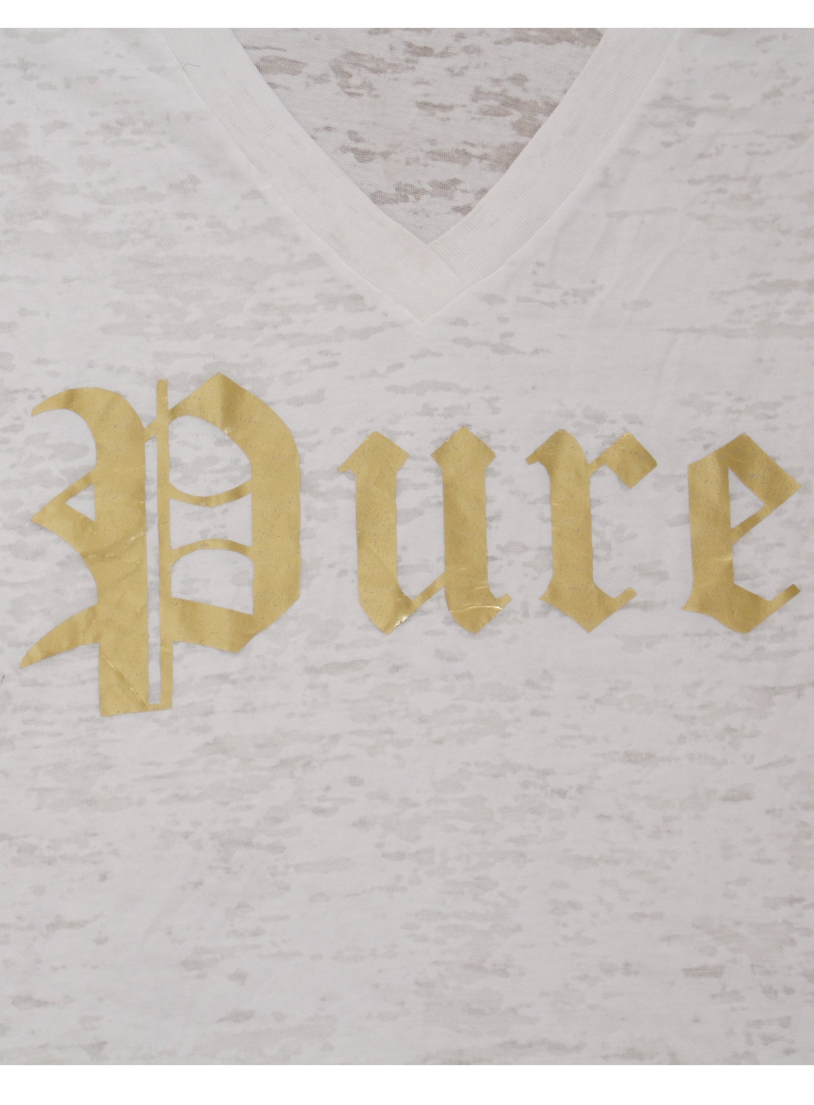Pure V-Neck Tee with Gold Logo in white/gold – view 3 of 3