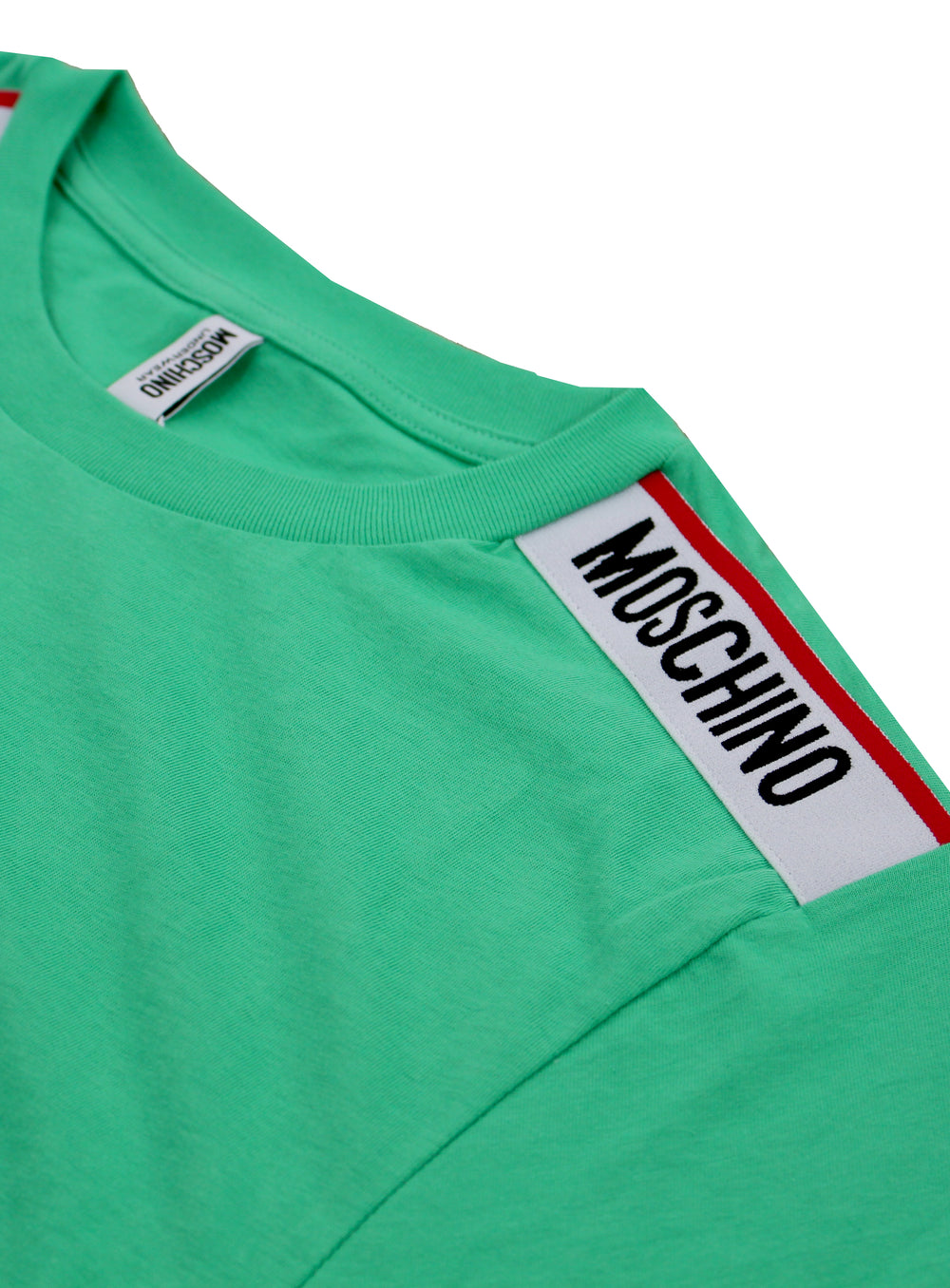 Men's Moschino Side Stripe Stretch Tee-Green