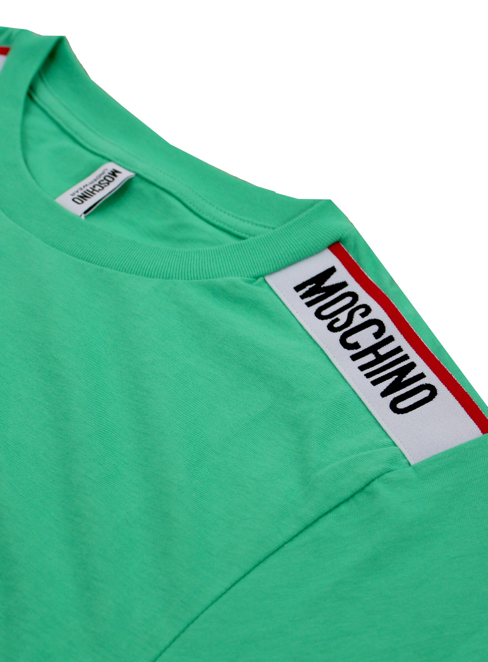 Men's Moschino Side Stripe Stretch Tee-Green