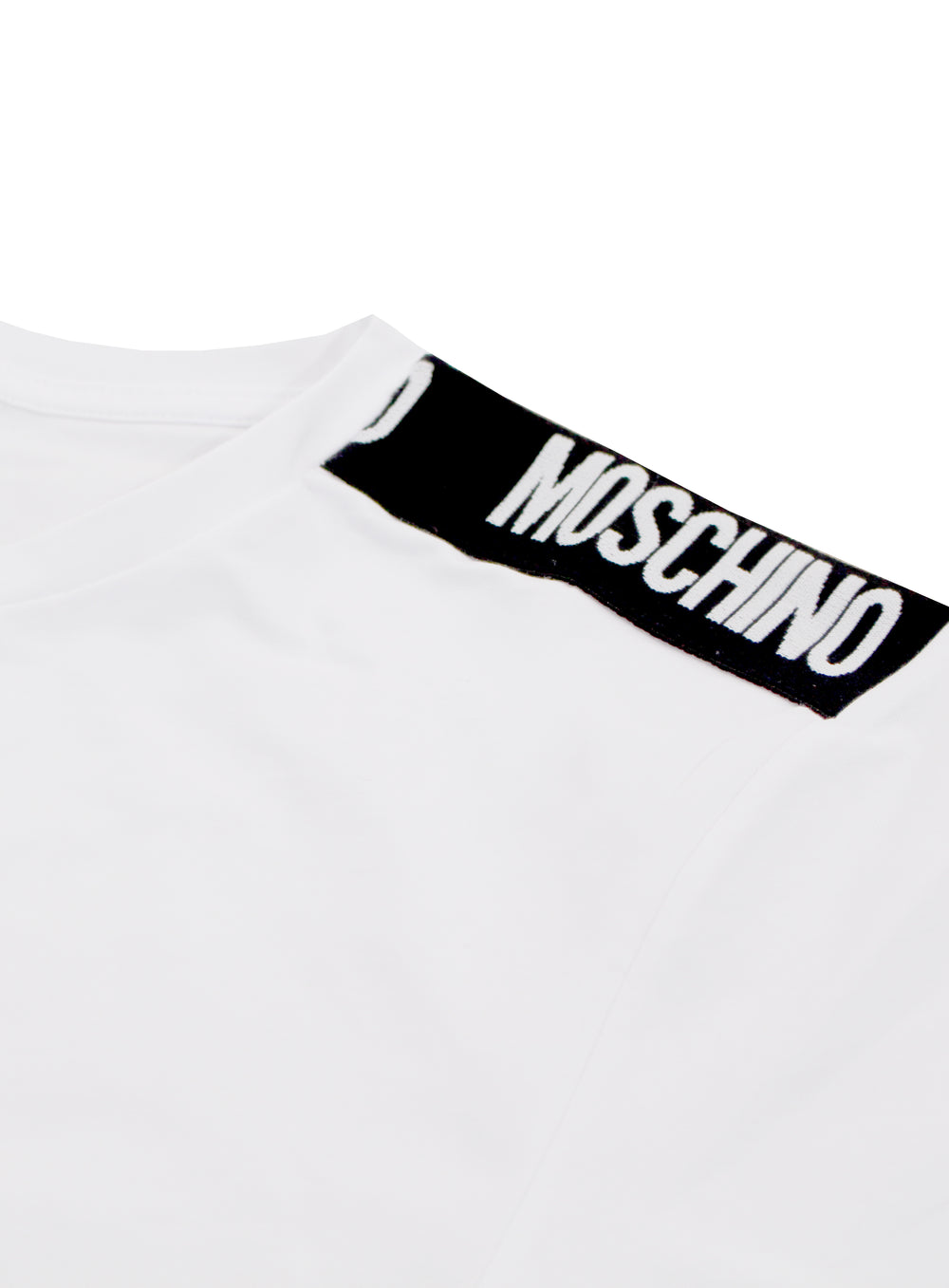 Men's Stretch Side Logo Moschino Tee with Black Stripe